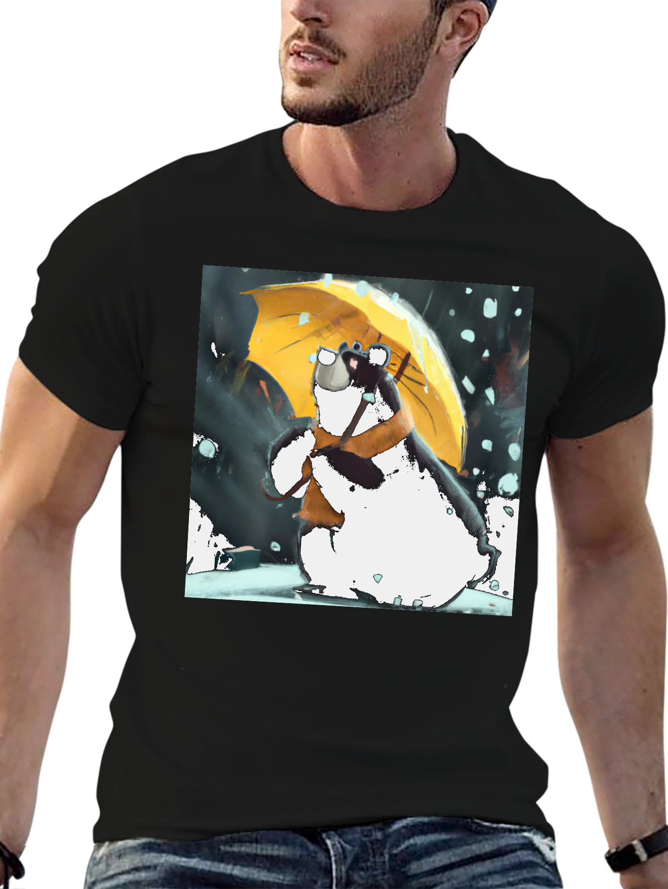Whimsical Bear Umbrella Graphic T-Shirt
