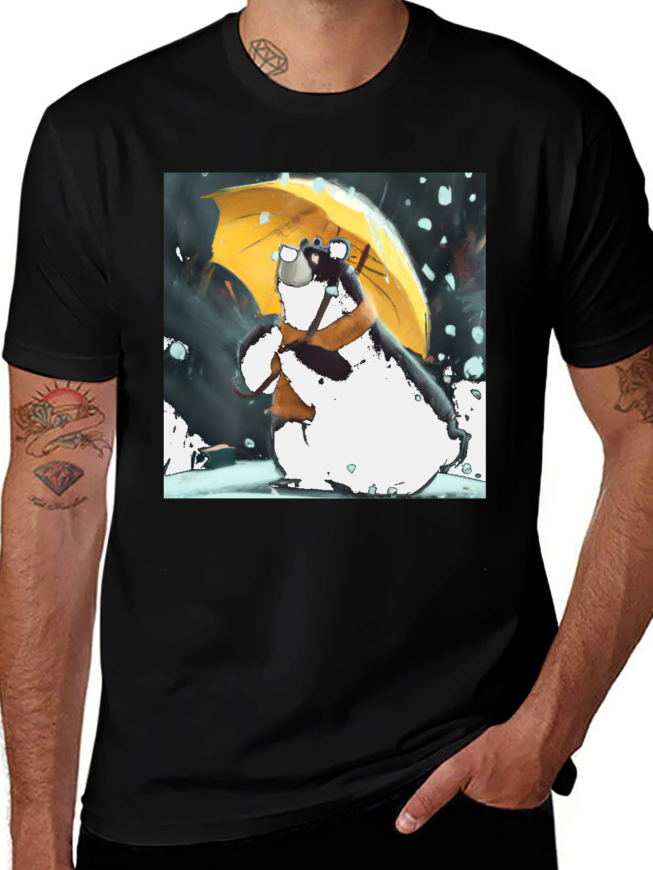 Whimsical Bear Umbrella Graphic T-Shirt
