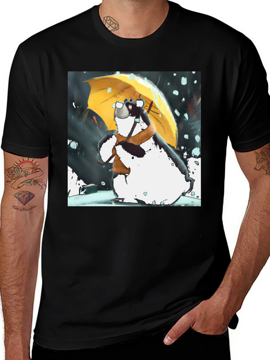 Whimsical Bear Umbrella Graphic T-Shirt