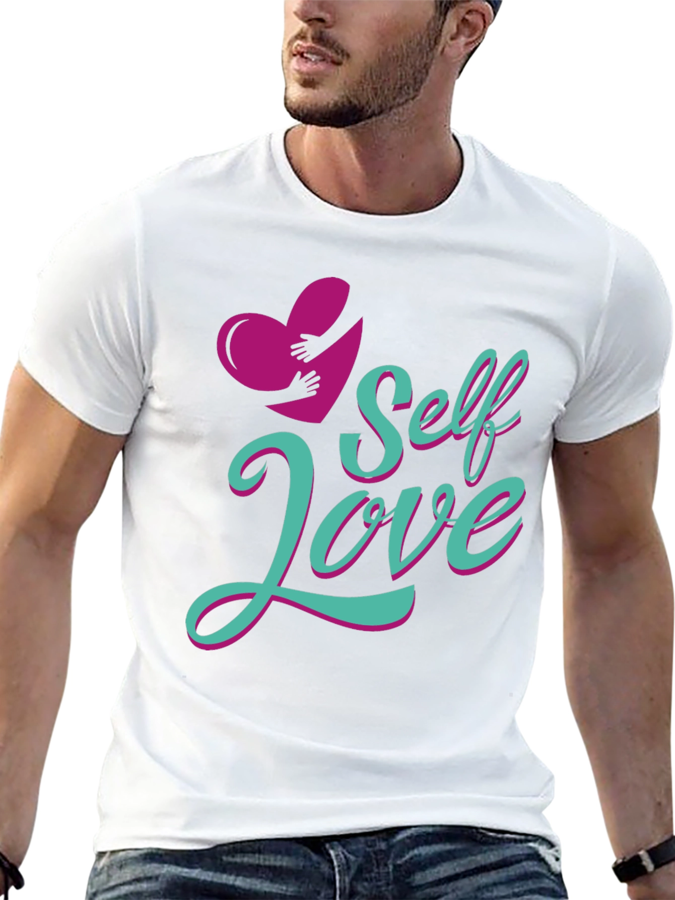 Self Love Heart Graphic Tee - Black Cotton T-Shirt