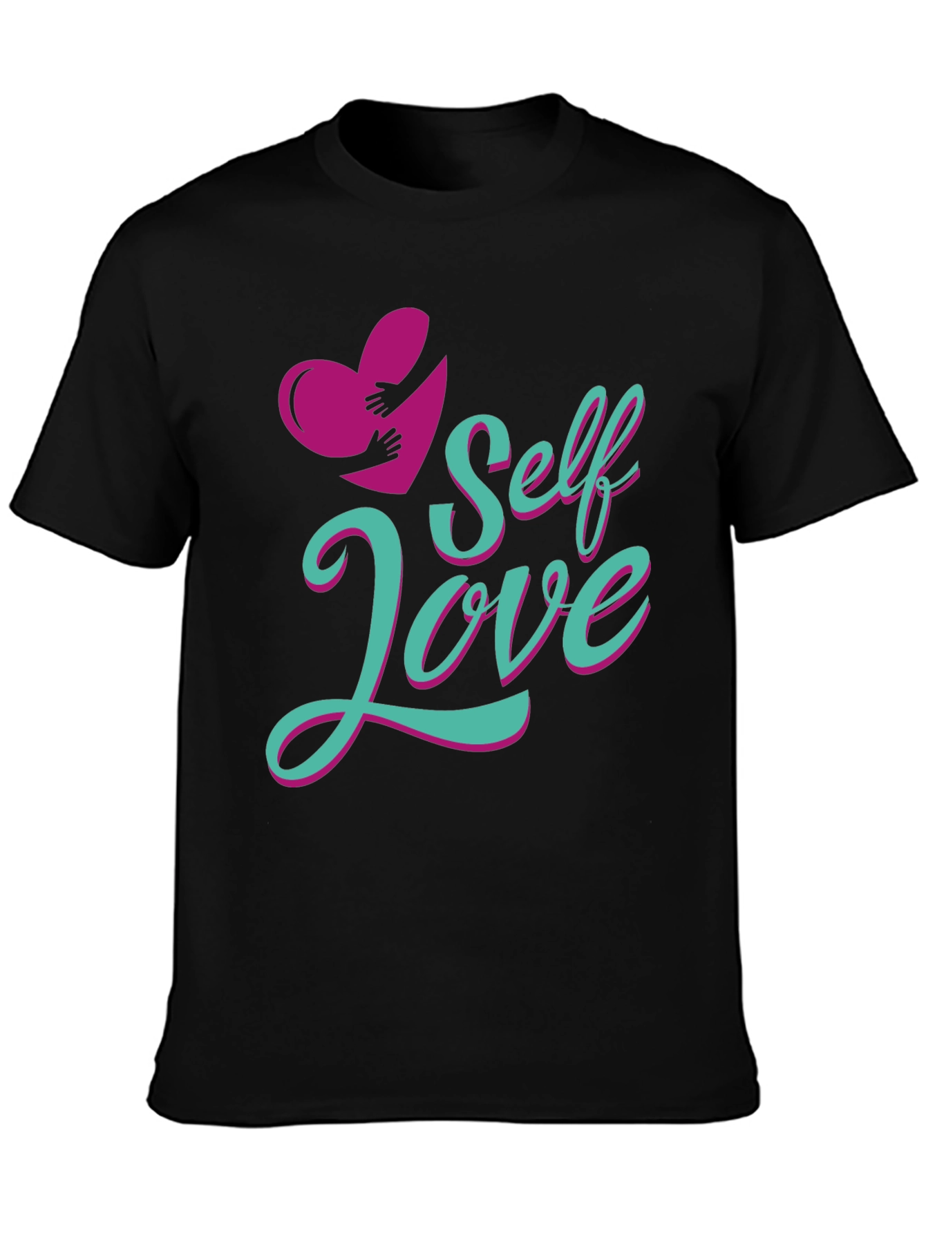 Self Love Heart Graphic Tee - Black Cotton T-Shirt