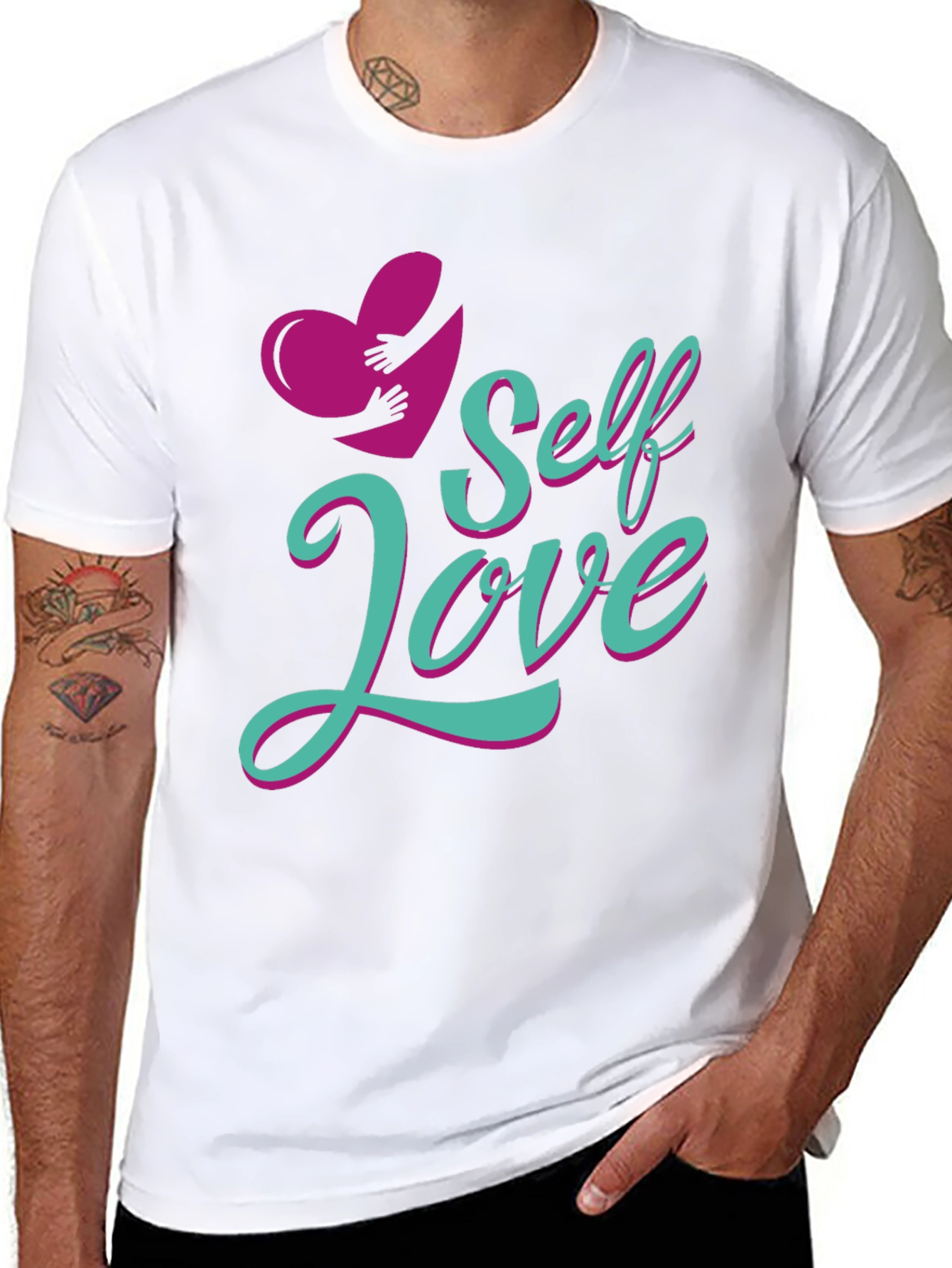 Self Love Heart Graphic Tee - Black Cotton T-Shirt