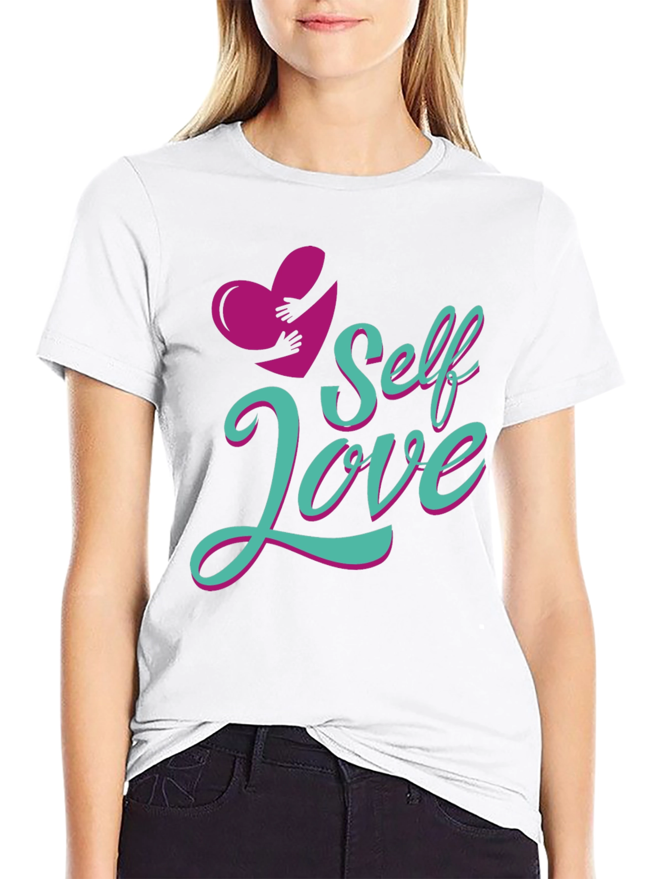 Self Love Heart Graphic Tee - Black Cotton T-Shirt