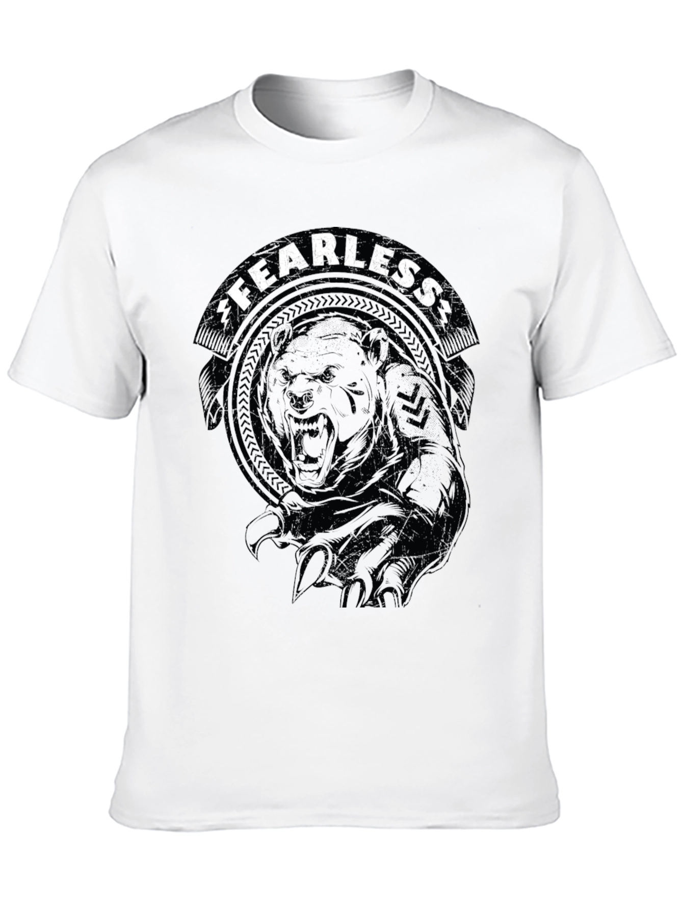 Fearless Bear Graphic Tee - Black Cotton T-Shirt