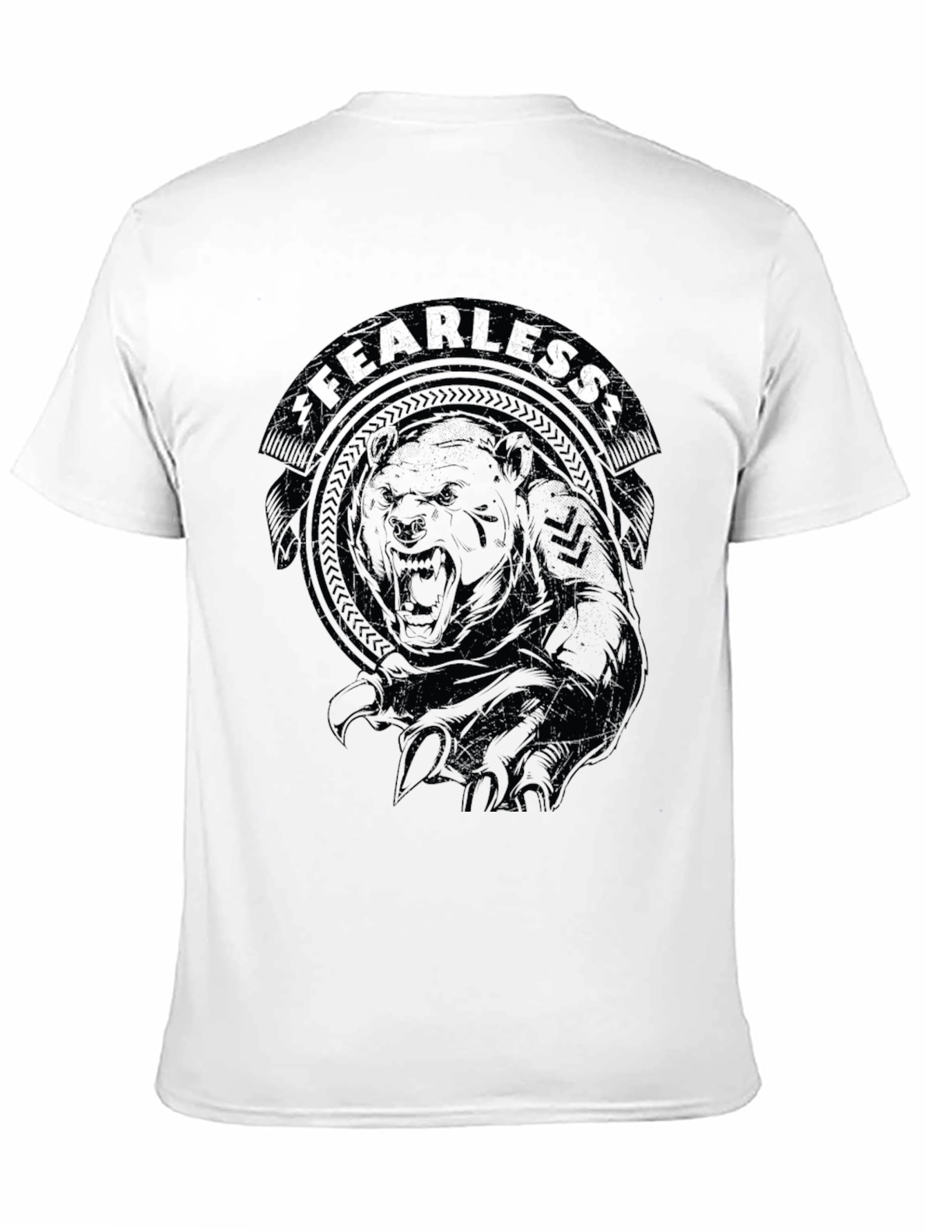 Fearless Bear Graphic Tee - Black Cotton T-Shirt