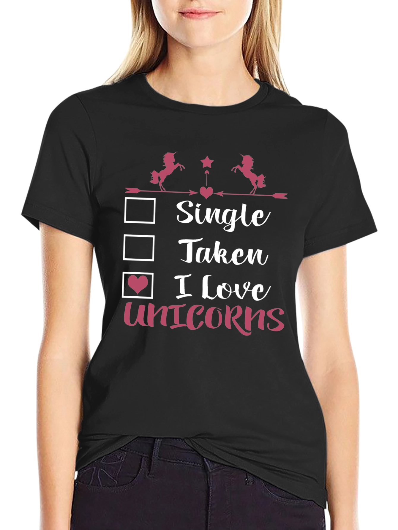 I Love Unicorns Black T-Shirt
