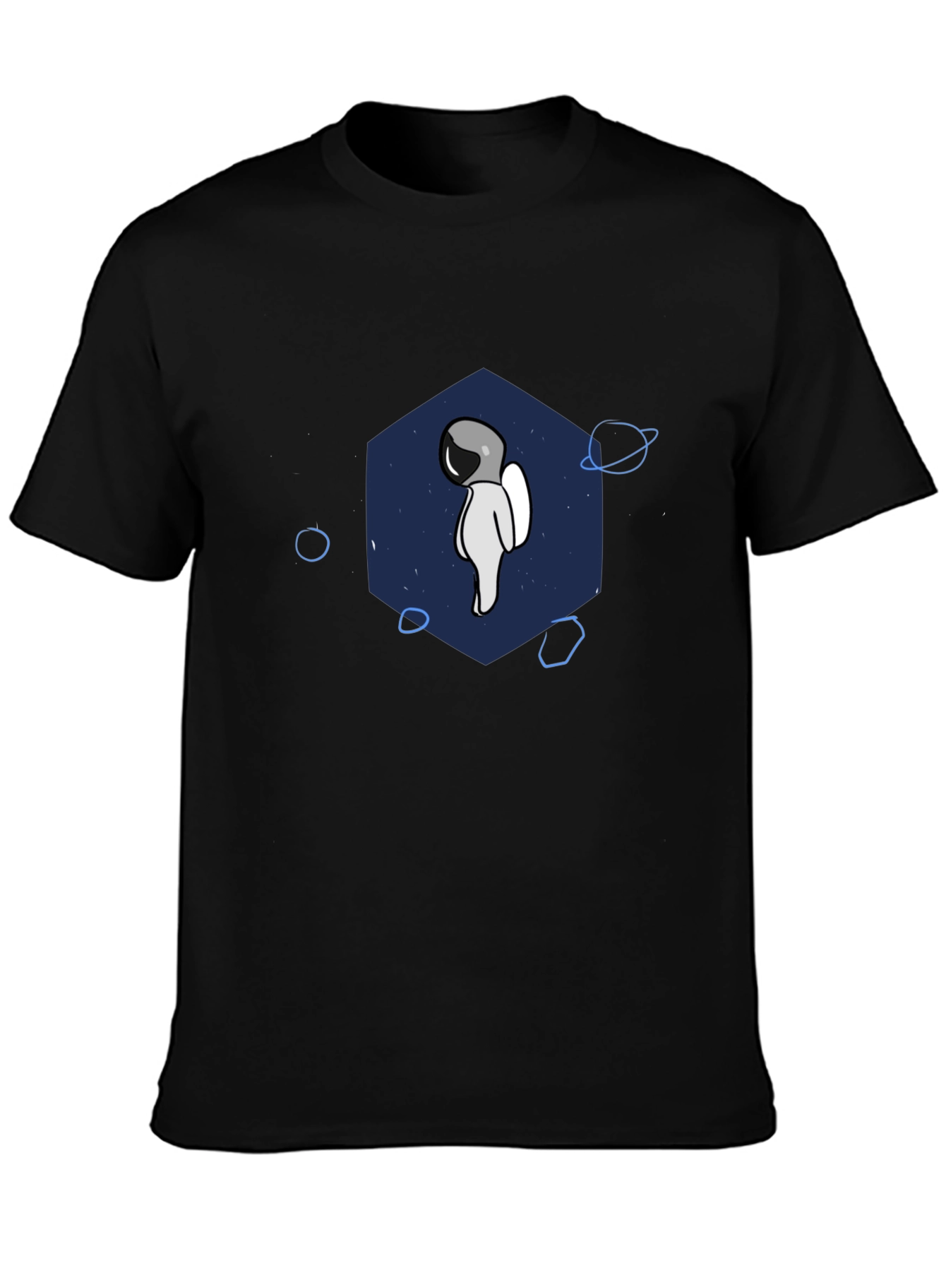 Astronaut Graphic T-Shirt - Black Crew Neck Tee