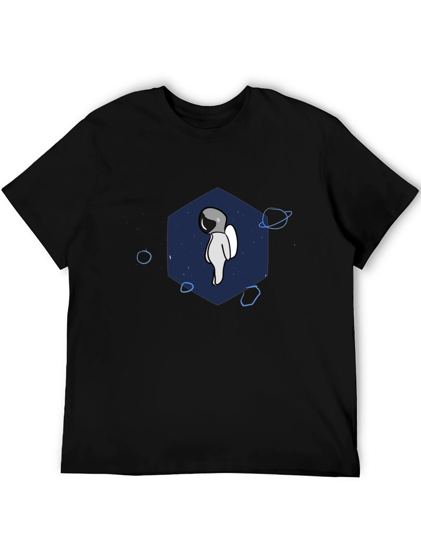 Astronaut Graphic T-Shirt - Black Crew Neck Tee