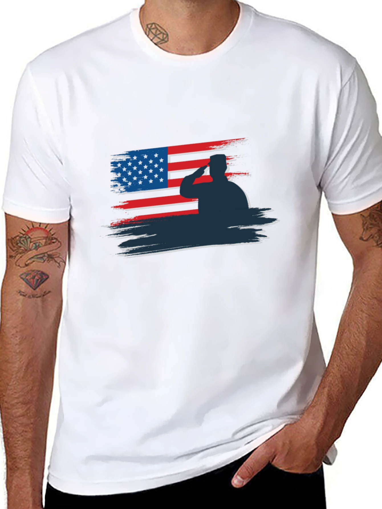 Patriotic Soldier Salute Graphic Tee