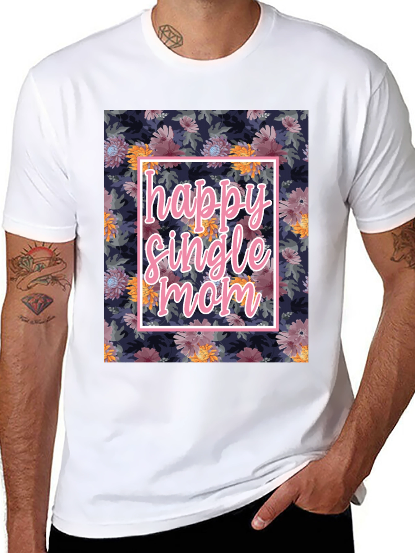 Happy Single Mom Floral T-Shirt