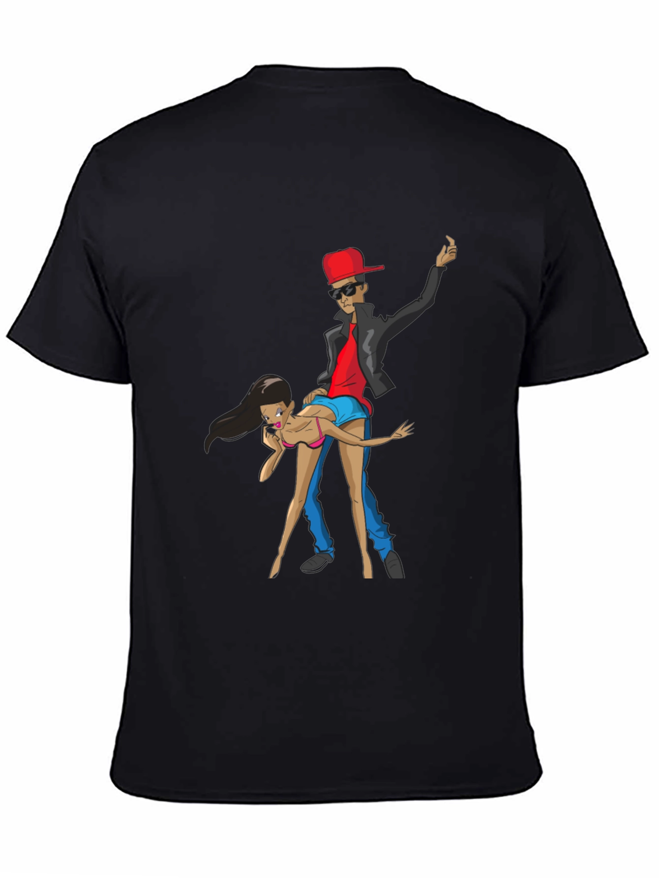 Cartoon Graphic Black Crew Neck T-Shirt