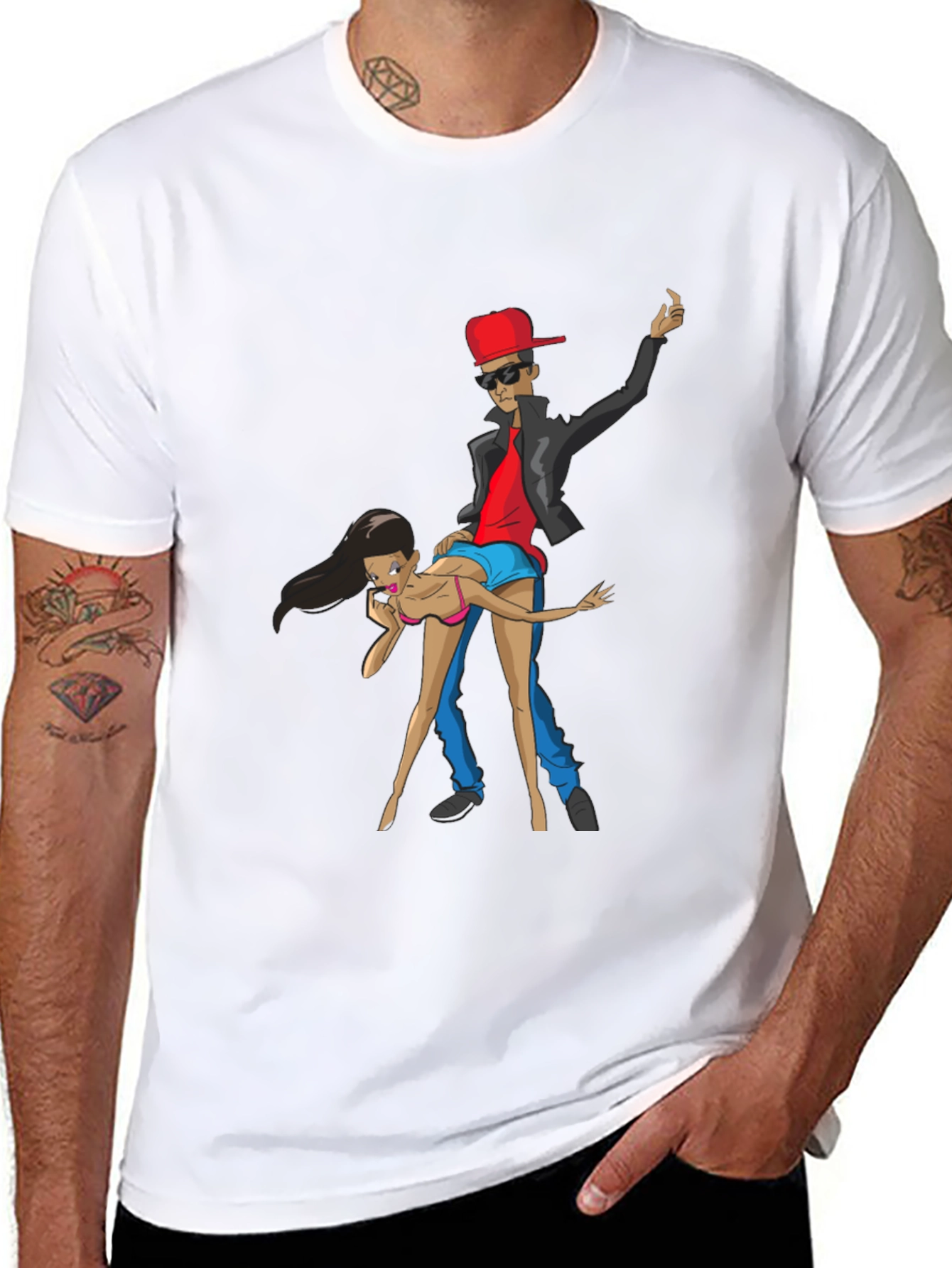 Cartoon Graphic Black Crew Neck T-Shirt