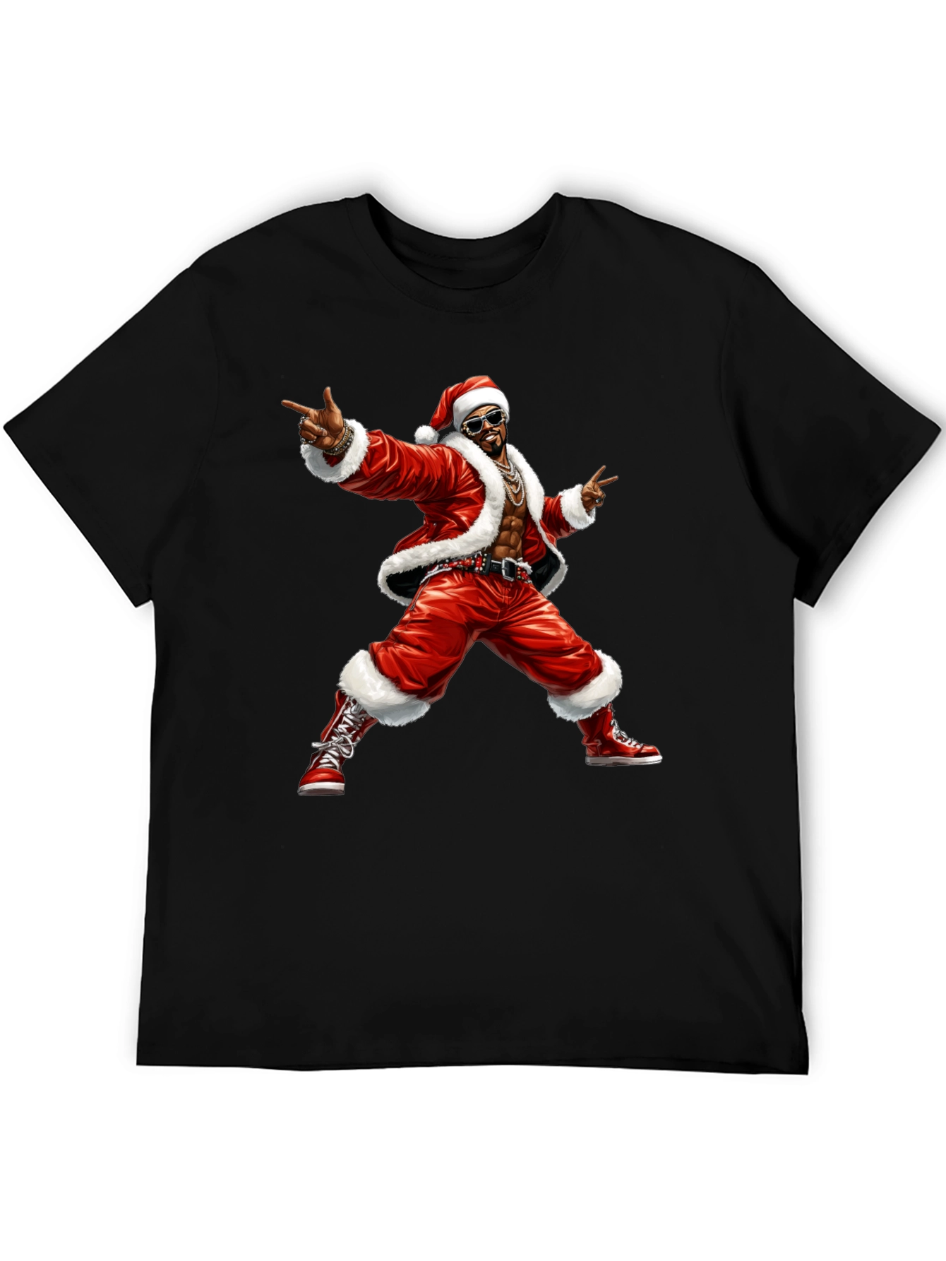 Cool Santa Graphic T-Shirt - Black