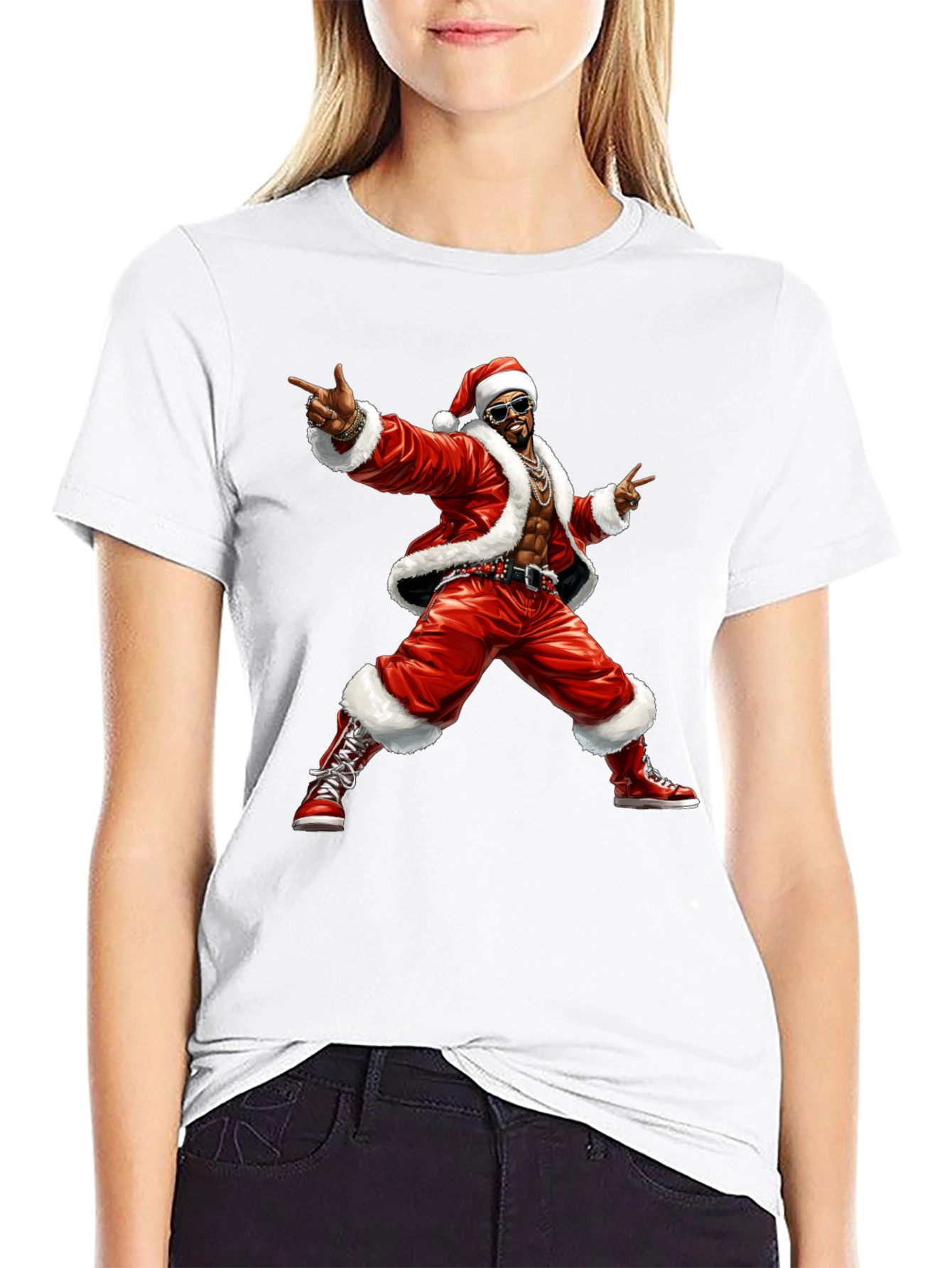 Cool Santa Graphic T-Shirt - Black