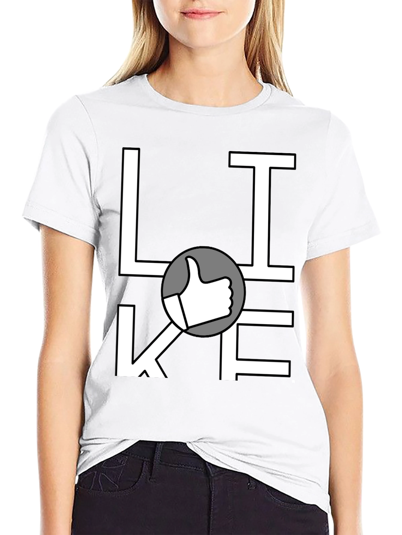 Like Graphic Print T-Shirt - Casual Black Tee