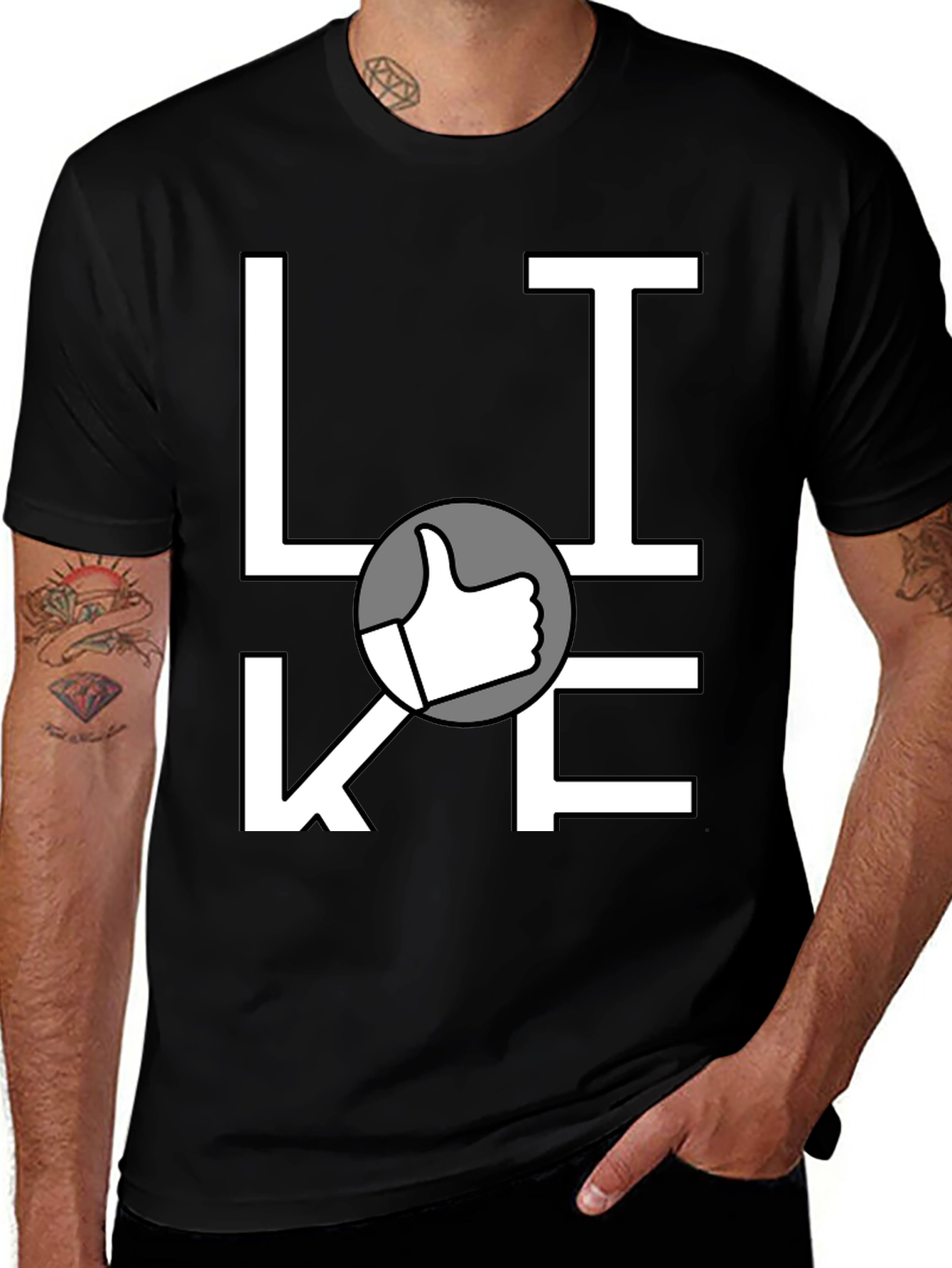 Like Graphic Print T-Shirt - Casual Black Tee