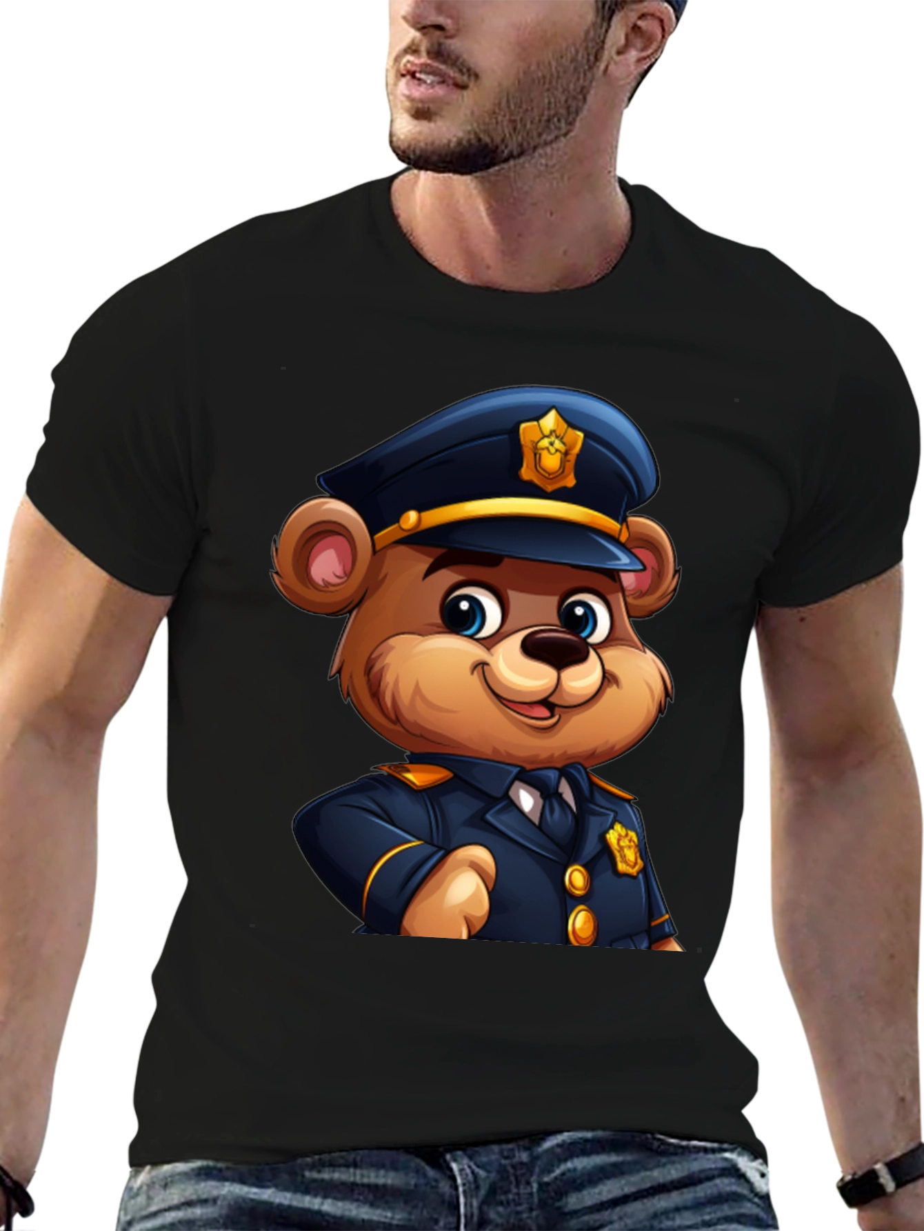 Police Bear Cartoon Graphic Tee