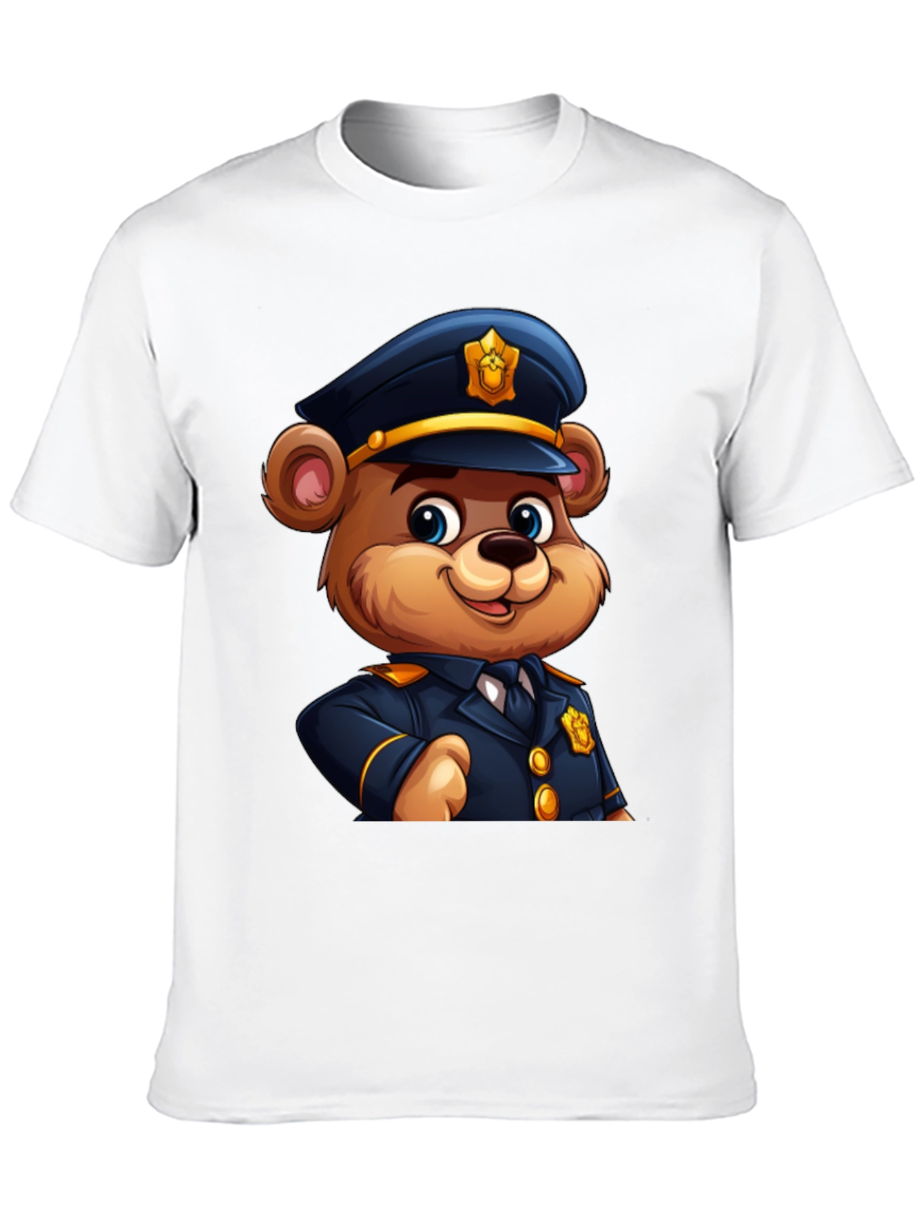 Police Bear Cartoon Graphic Tee