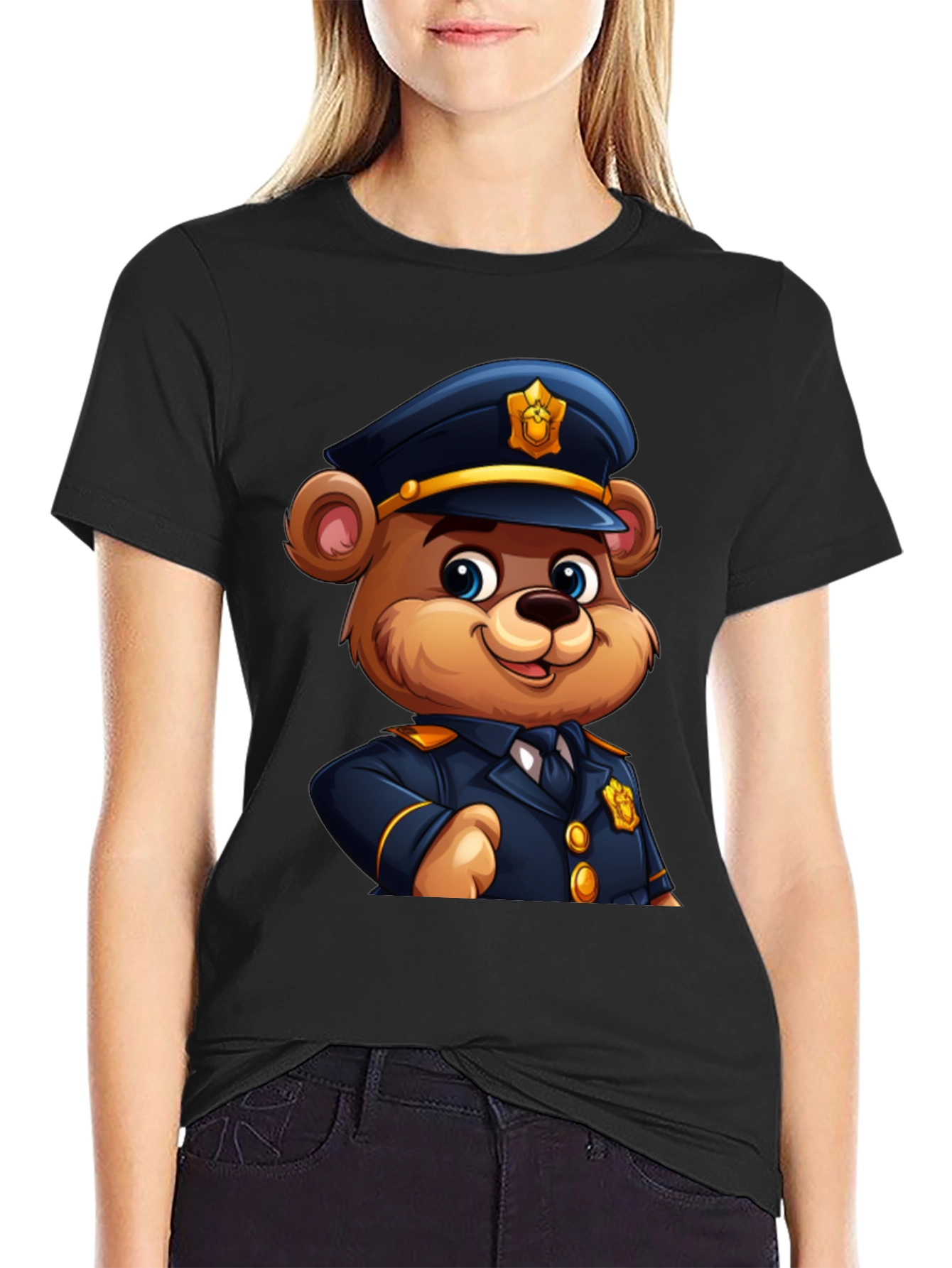 Police Bear Cartoon Graphic Tee