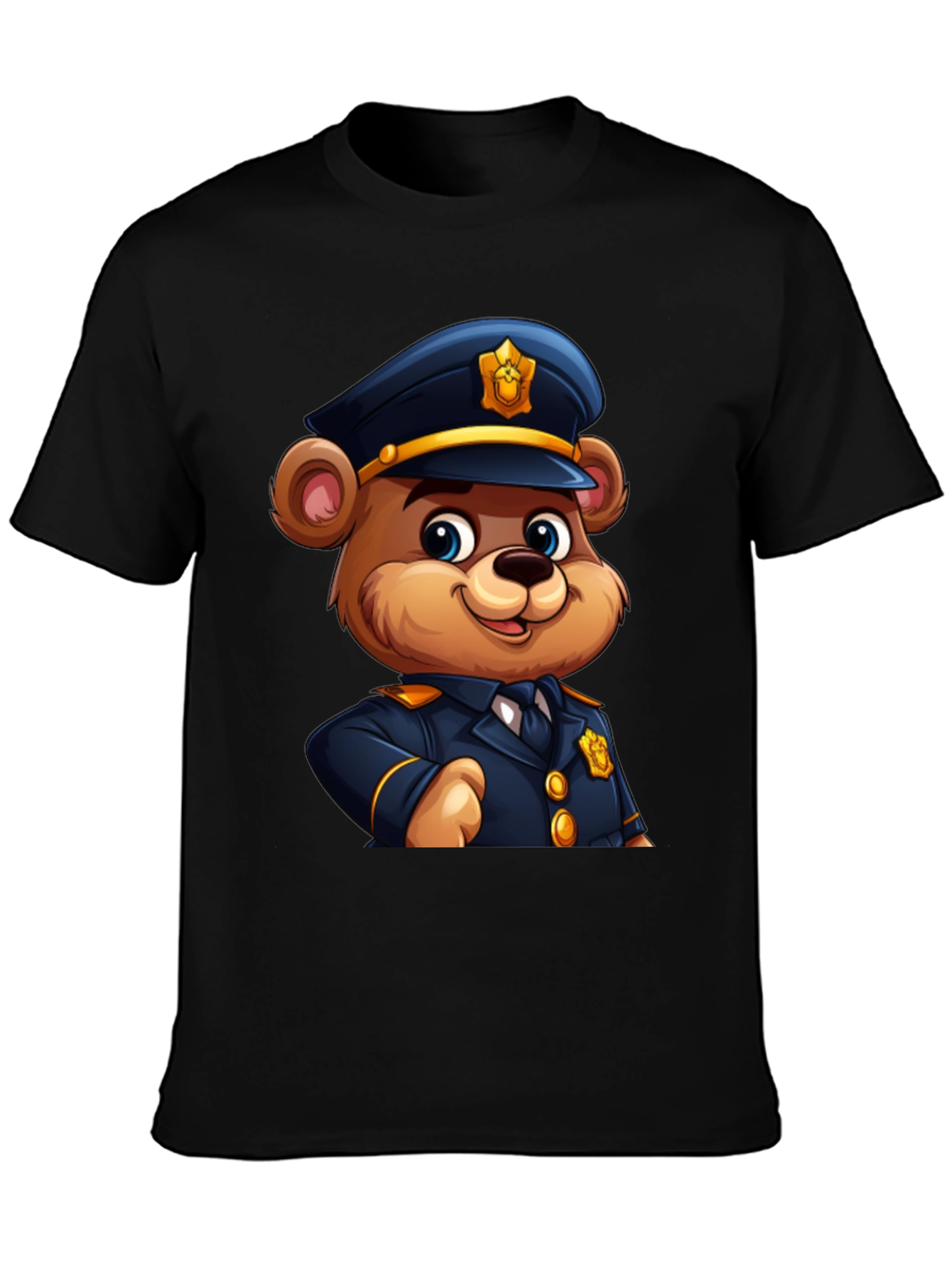 Police Bear Cartoon Graphic Tee