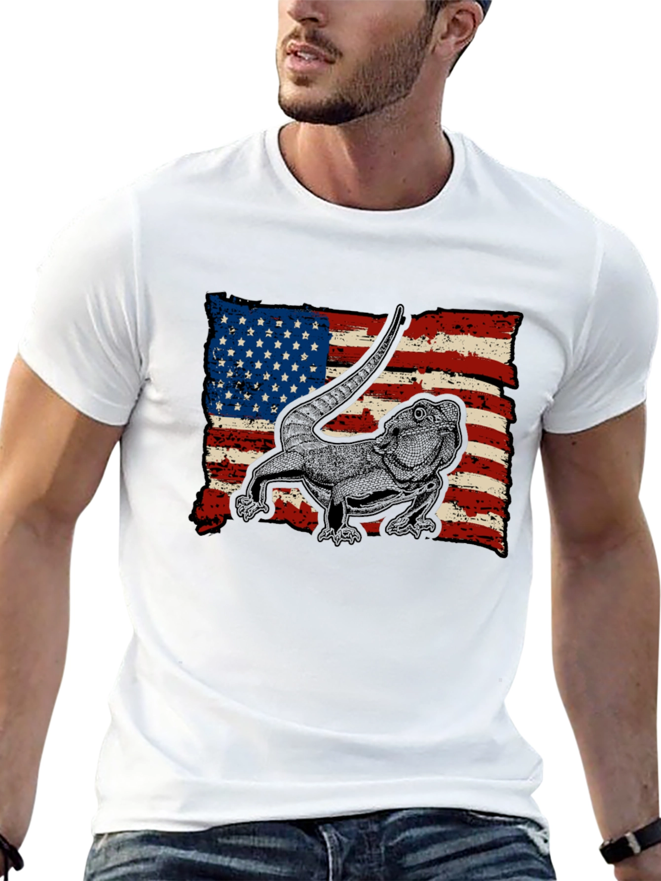 Bearded Dragon American Flag T-Shirt