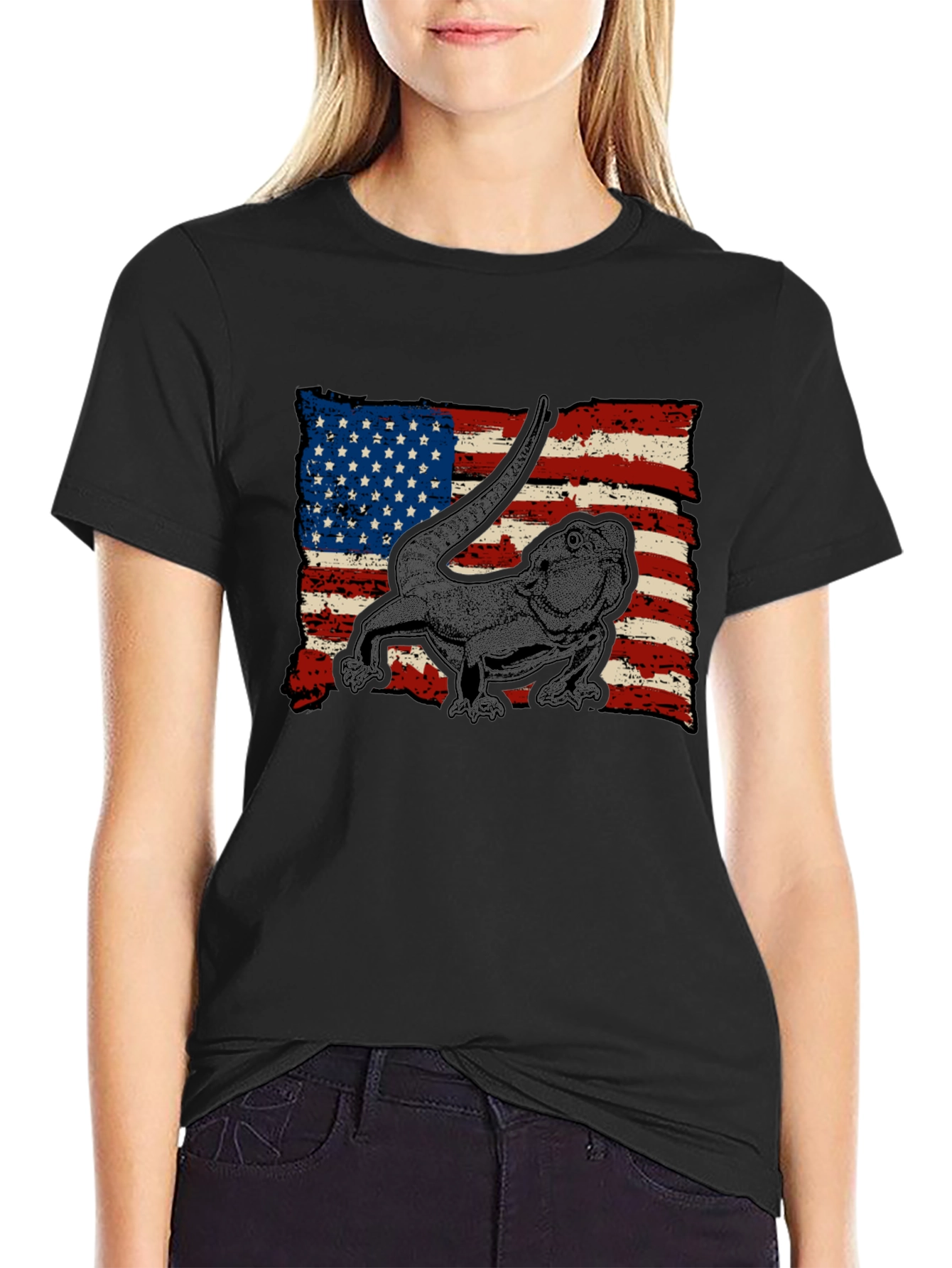 Bearded Dragon American Flag T-Shirt