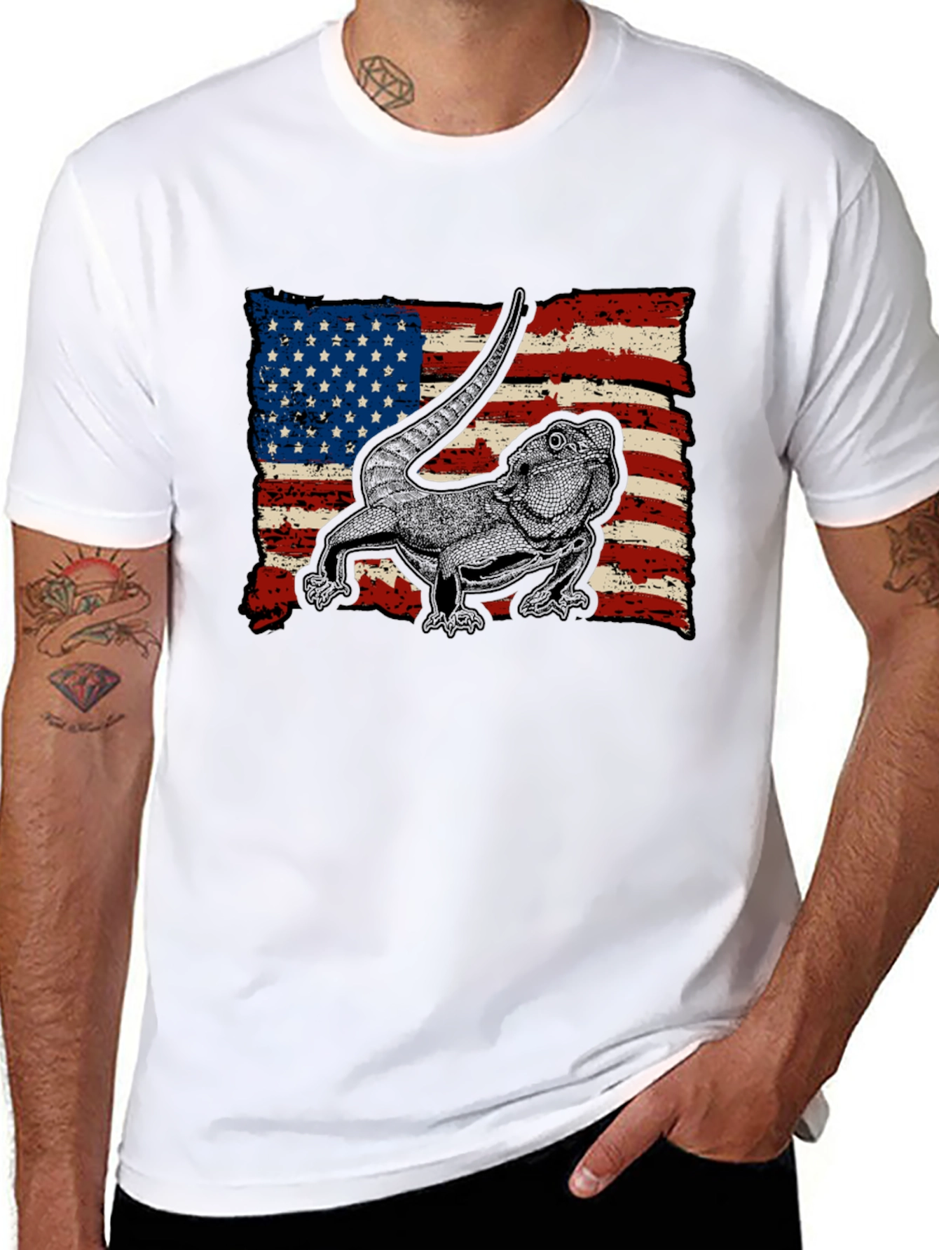 Bearded Dragon American Flag T-Shirt
