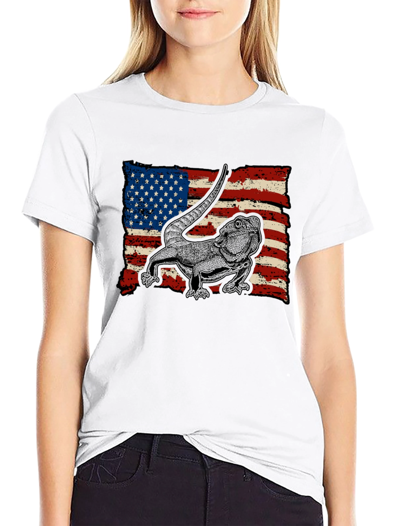 Bearded Dragon American Flag T-Shirt