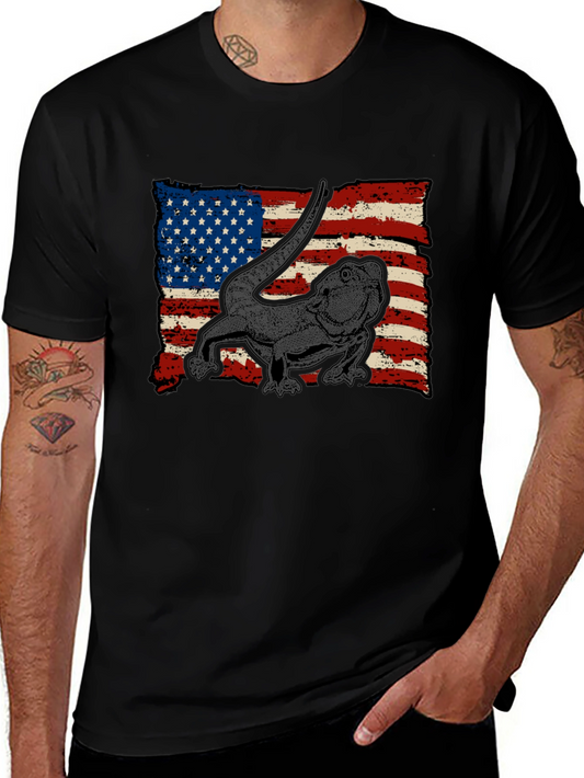 Bearded Dragon American Flag T-Shirt