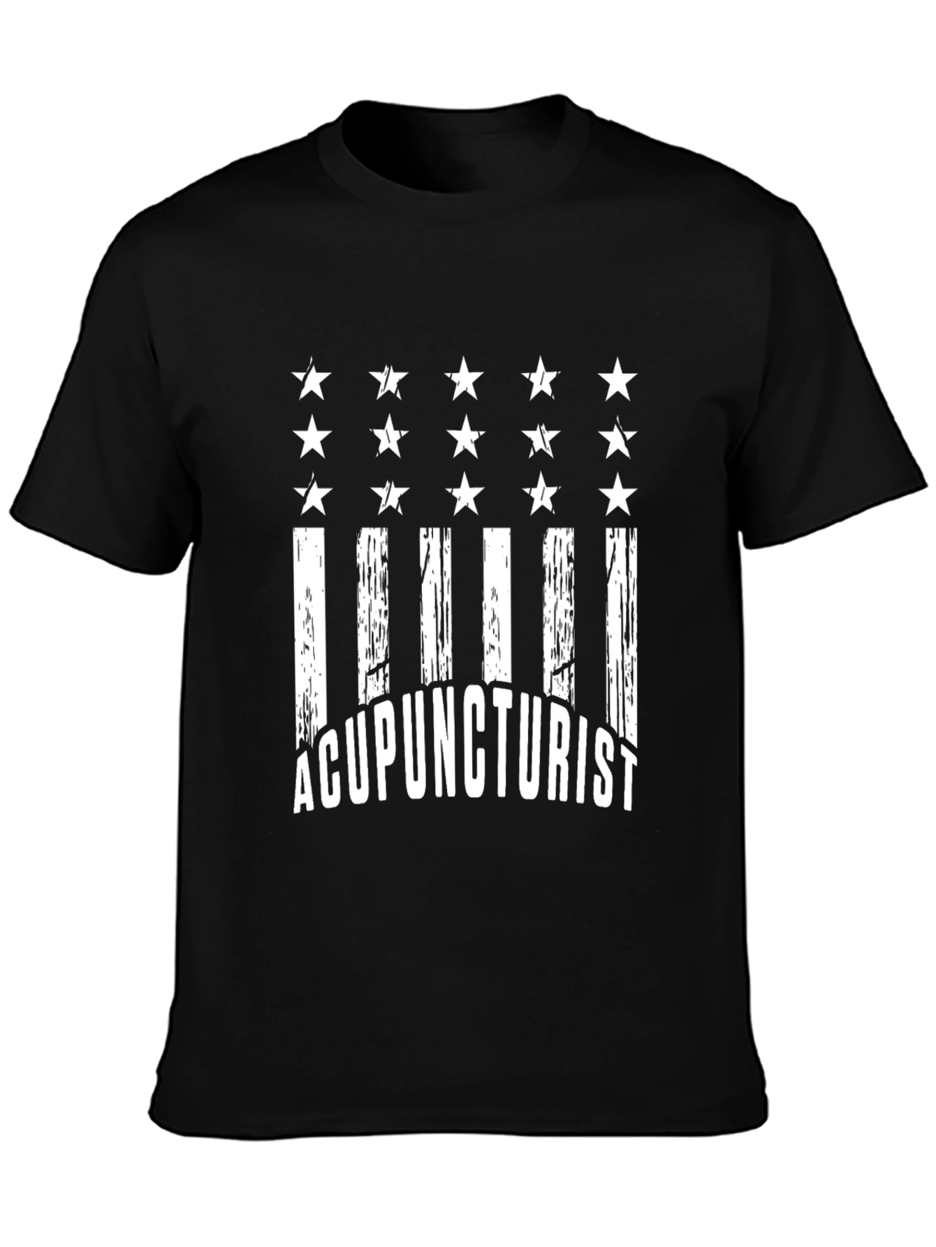 Acupuncturist Flag T-Shirt - Black Cotton Tee