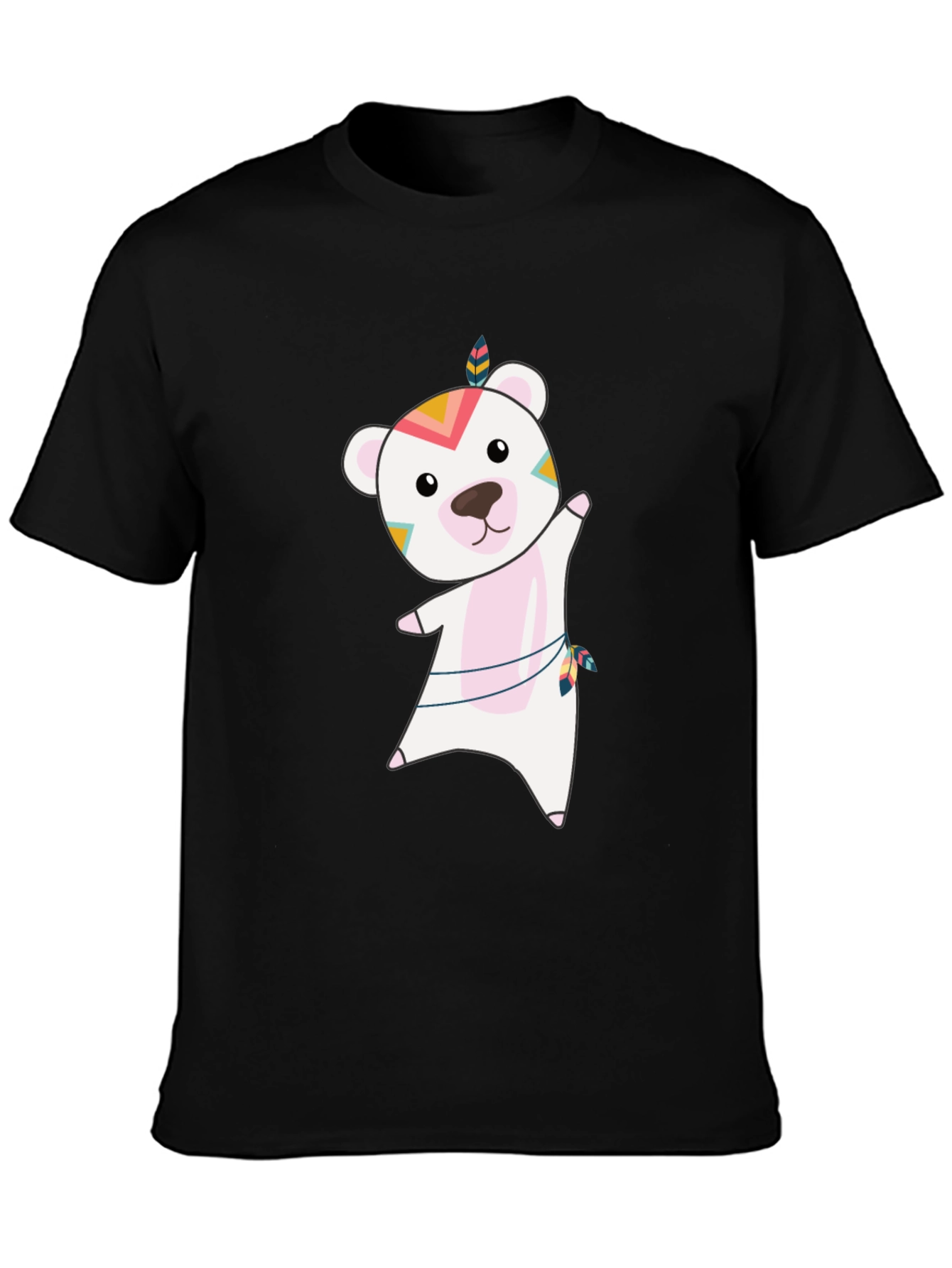 Bear Graphic Tee - Whimsical Mens Black T-Shirt