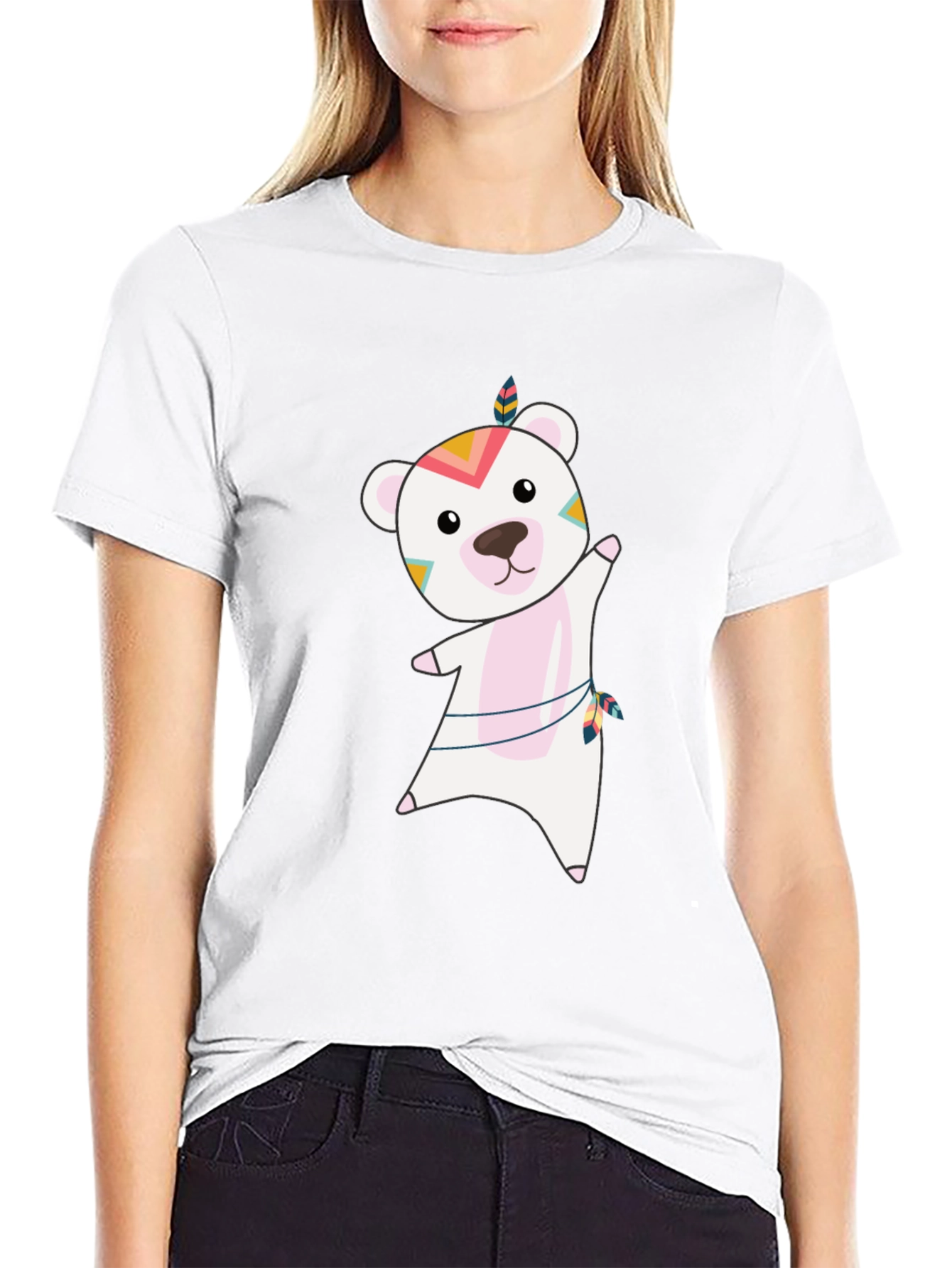 Bear Graphic Tee - Whimsical Mens Black T-Shirt