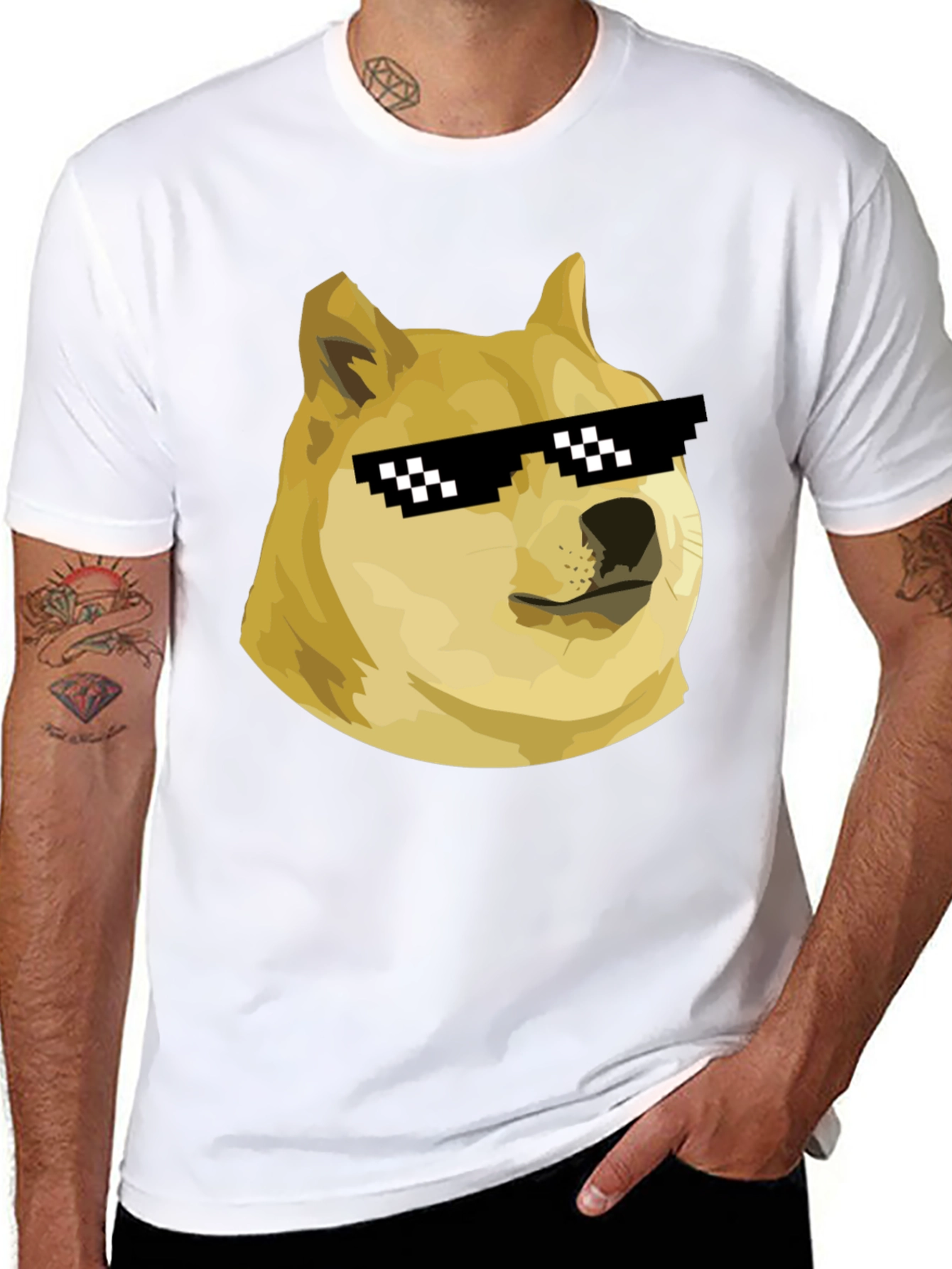 Doge Meme T-Shirt - Black Crew Neck