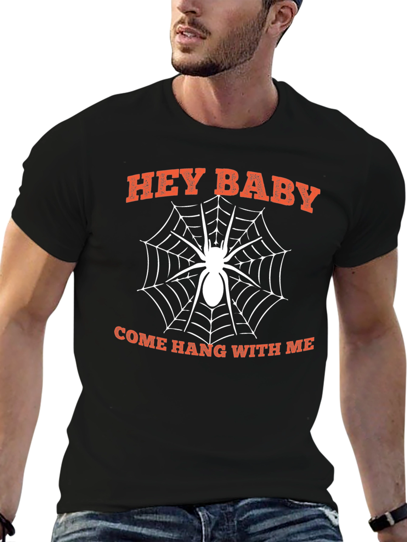 Hey Baby Spider Graphic Tee - Halloween Fun