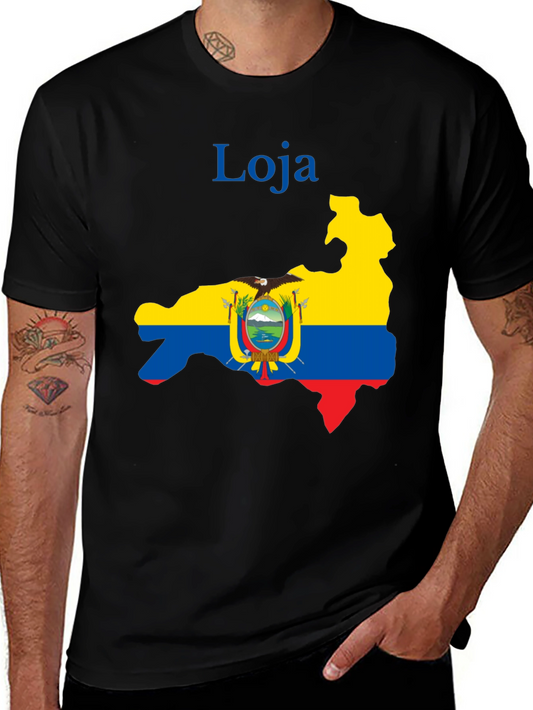 Ecuador Loja Flag T-Shirt - Mens Black Tee
