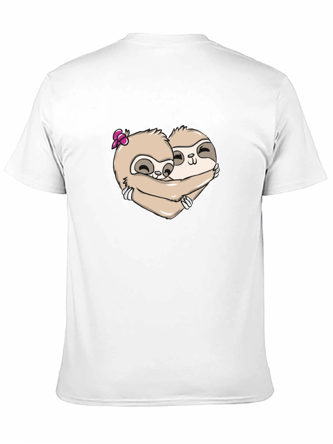Cute Sloth Couple Hugging T-Shirt - Black