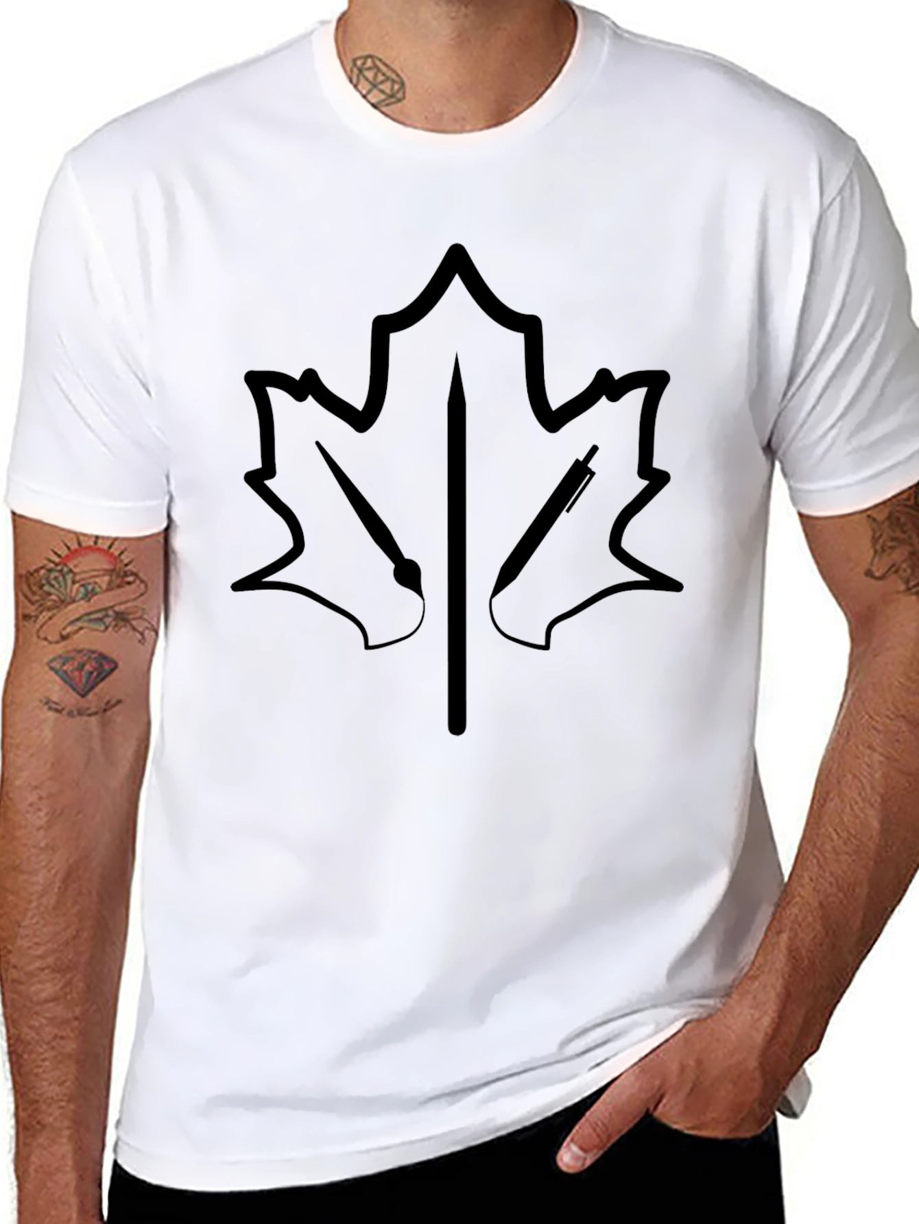 Maple Leaf Artist T-Shirt - Black Cotton Tee