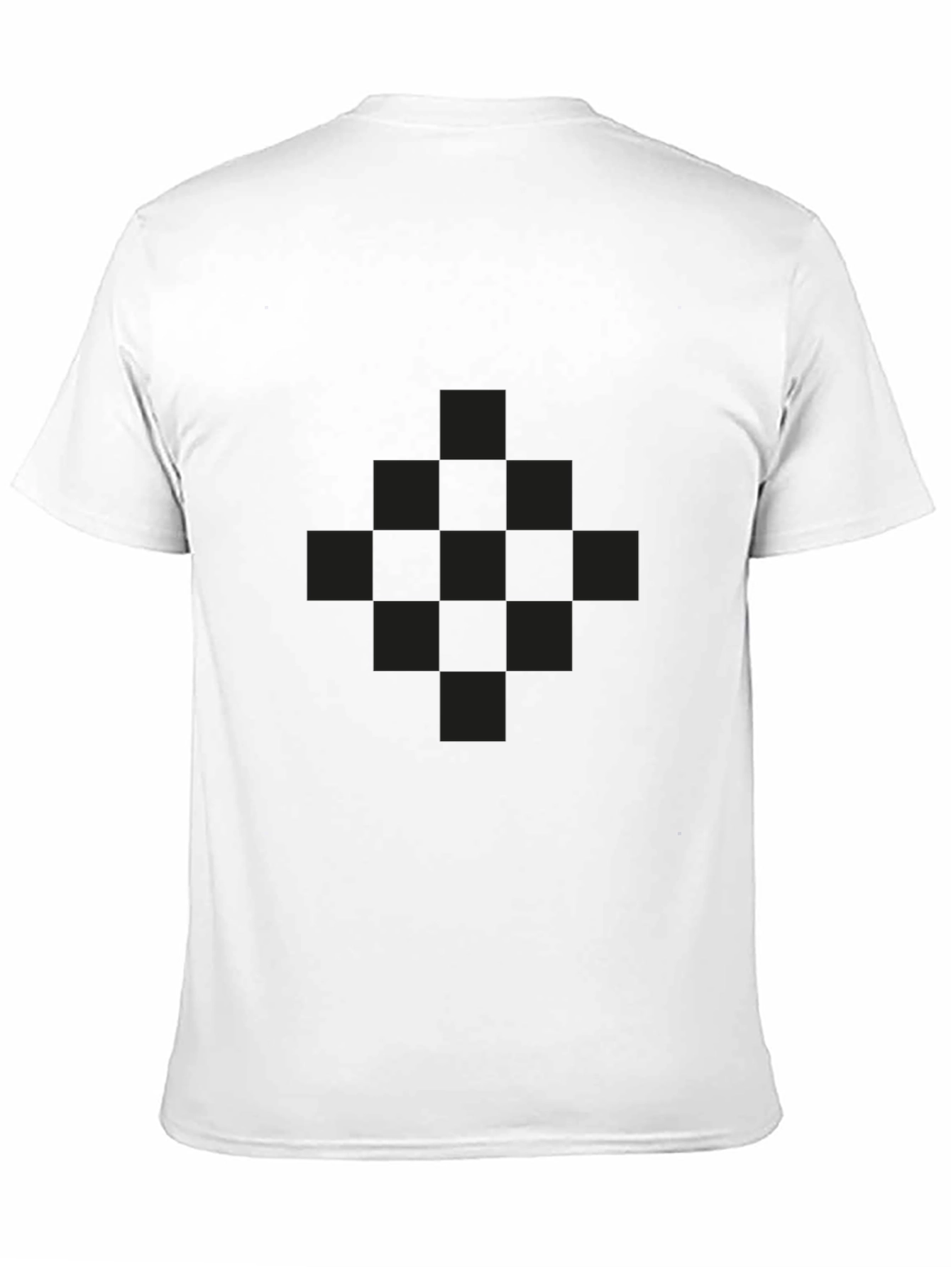 Mens Black Graphic Tee - Checkered Pattern