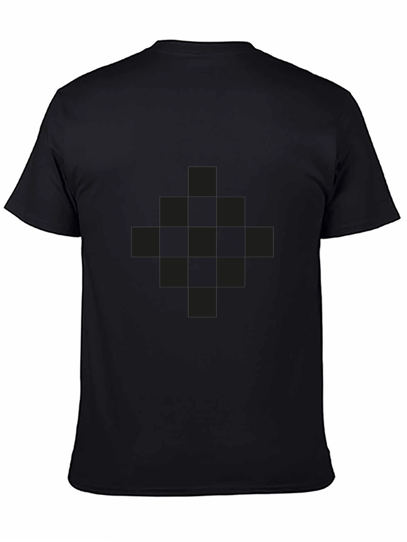 Mens Black Graphic Tee - Checkered Pattern