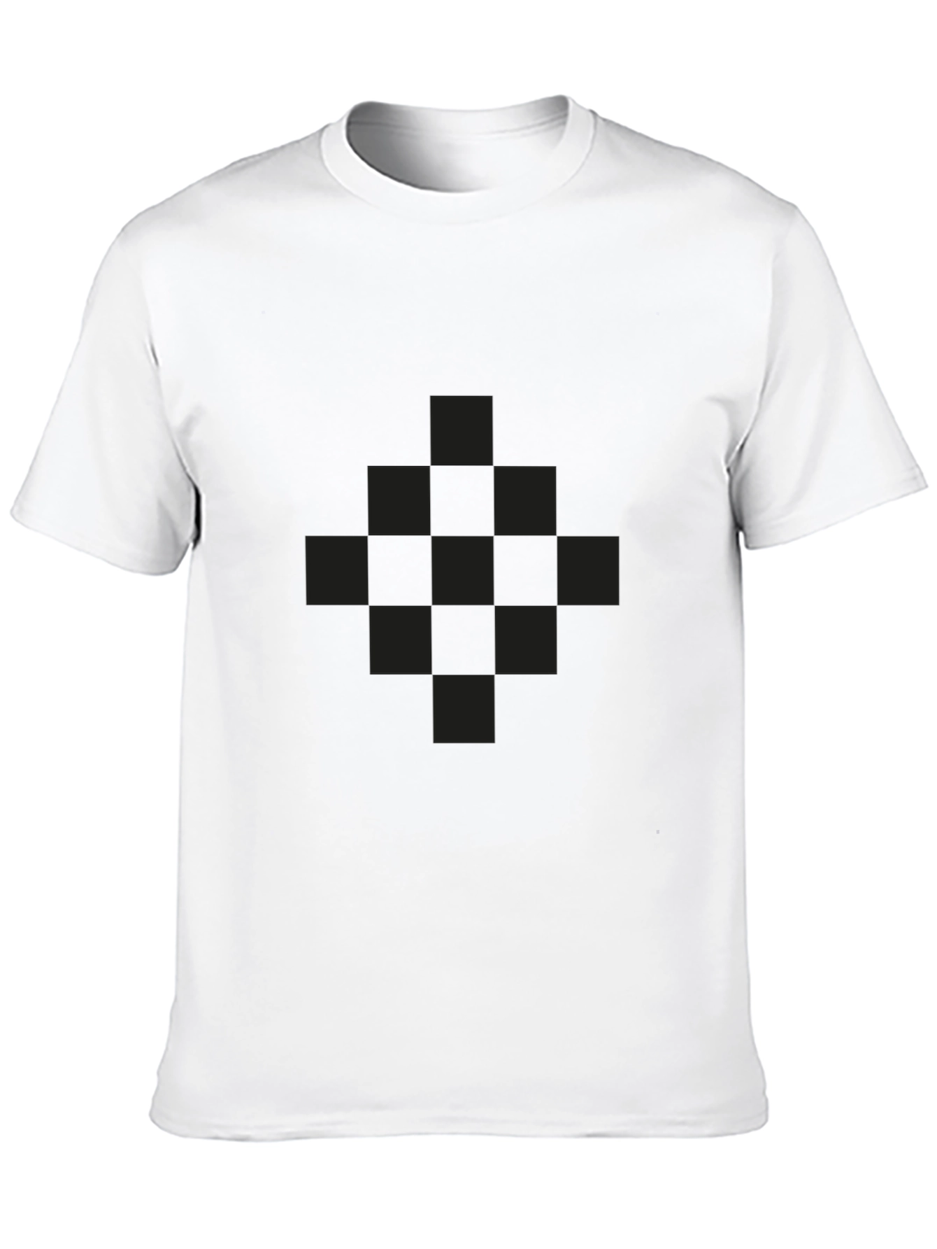 Mens Black Graphic Tee - Checkered Pattern