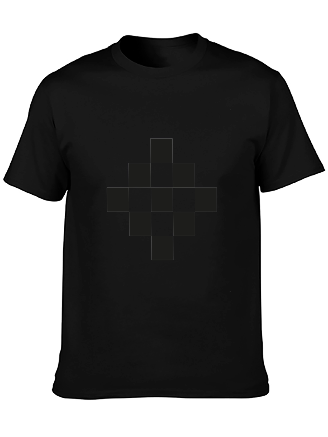 Mens Black Graphic Tee - Checkered Pattern