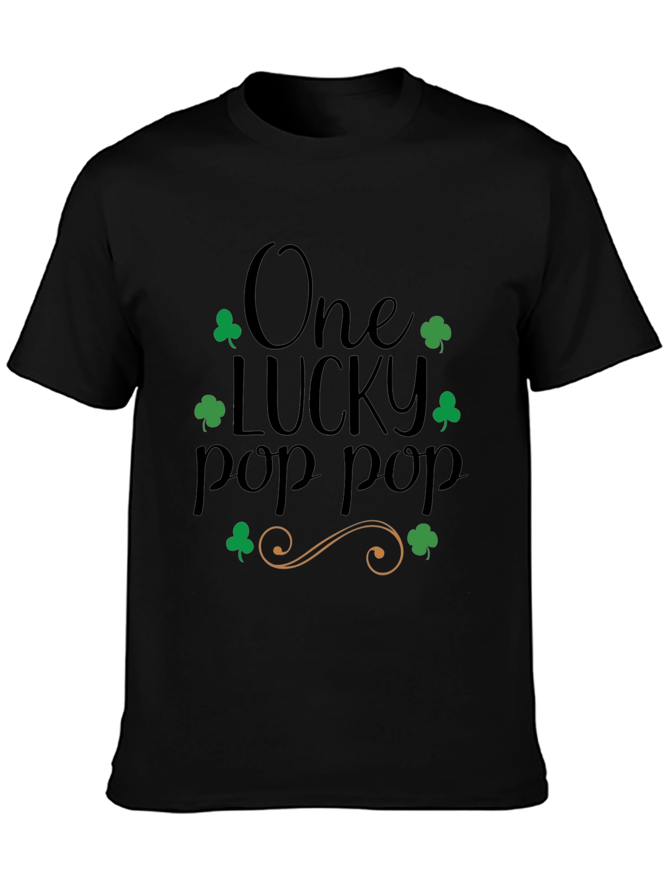 Lucky Pop Pop St. Patricks Day Black T-Shirt
