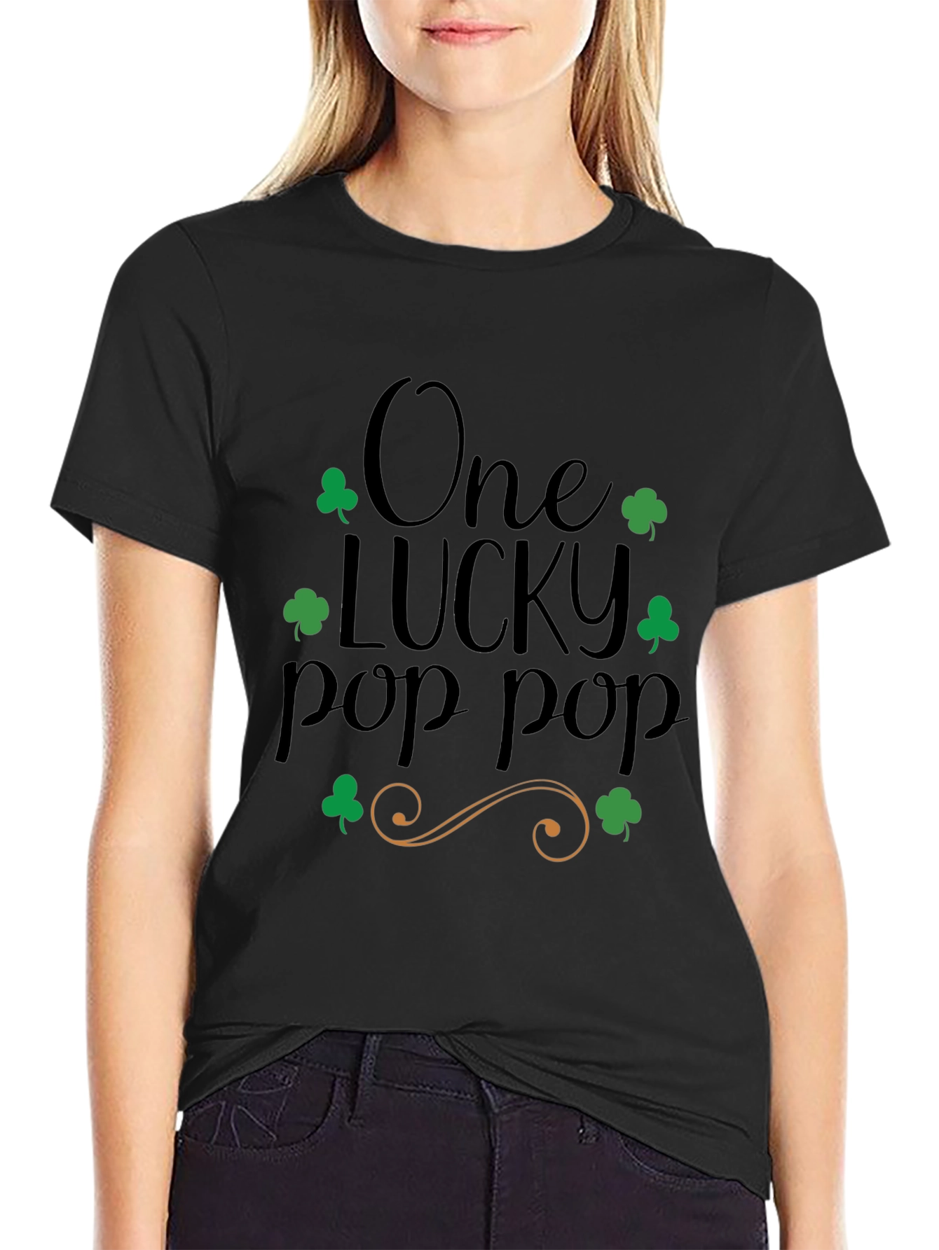 Lucky Pop Pop St. Patricks Day Black T-Shirt