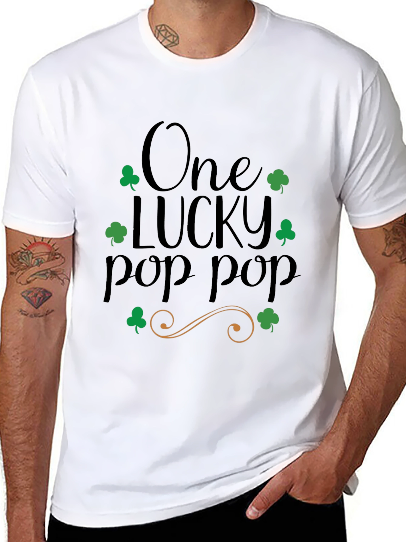 Lucky Pop Pop St. Patricks Day Black T-Shirt