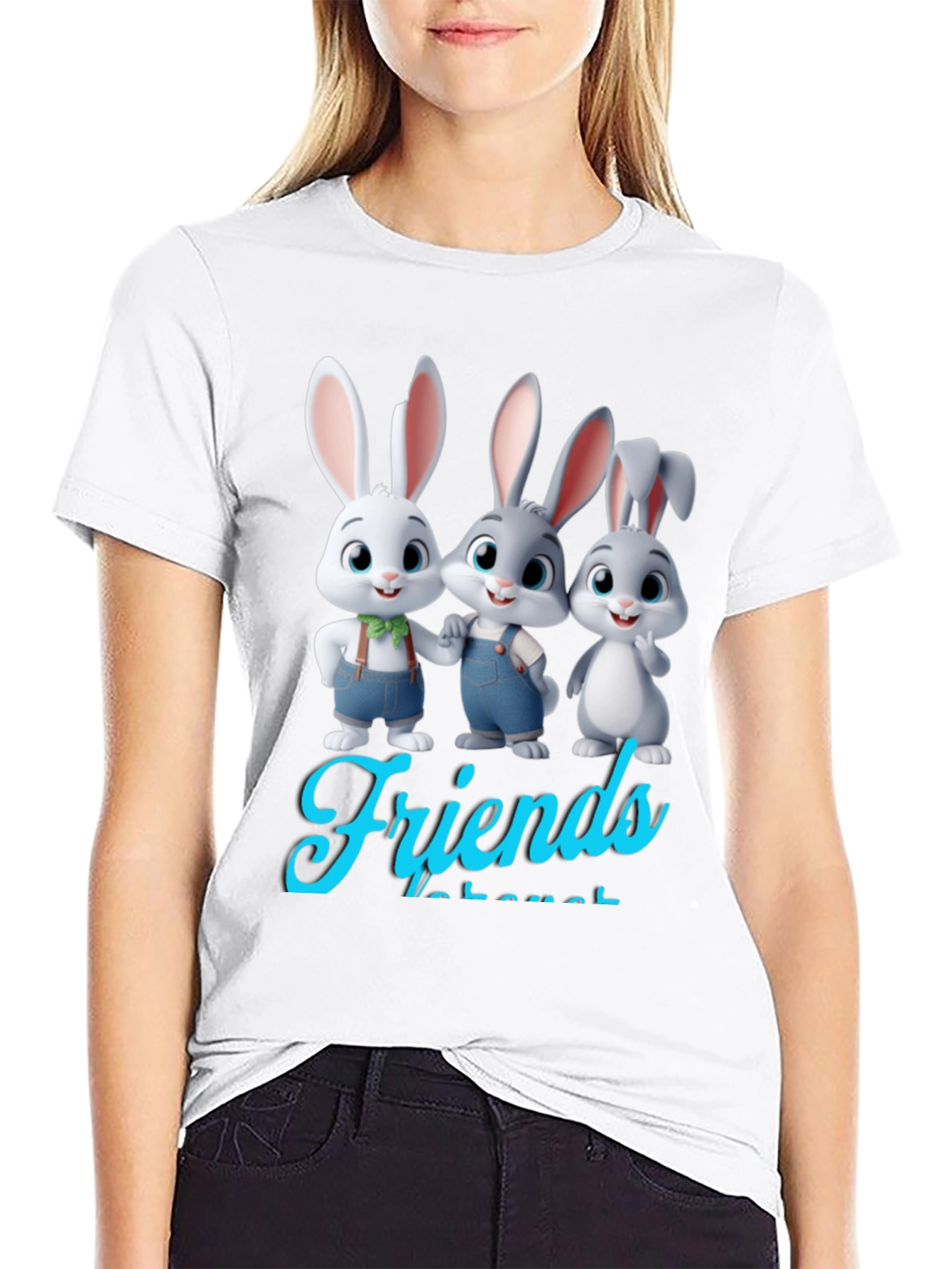 Bunny Friends Graphic T-Shirt - Cute Cartoon Rabbits