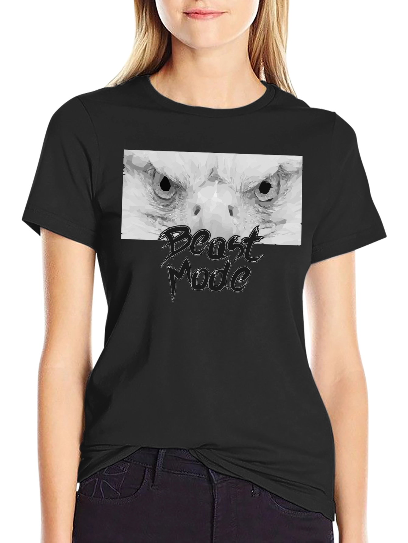Beast Mode Eagle Graphic Black T-Shirt