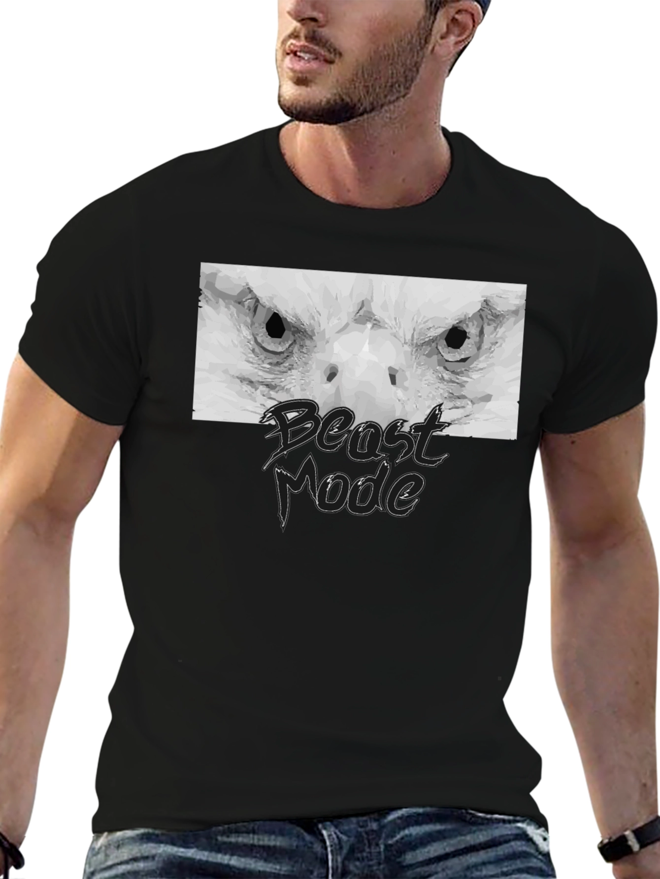 Beast Mode Eagle Graphic Black T-Shirt