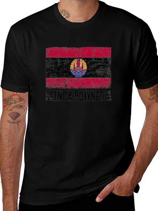 French Polynesia Flag Black T-Shirt