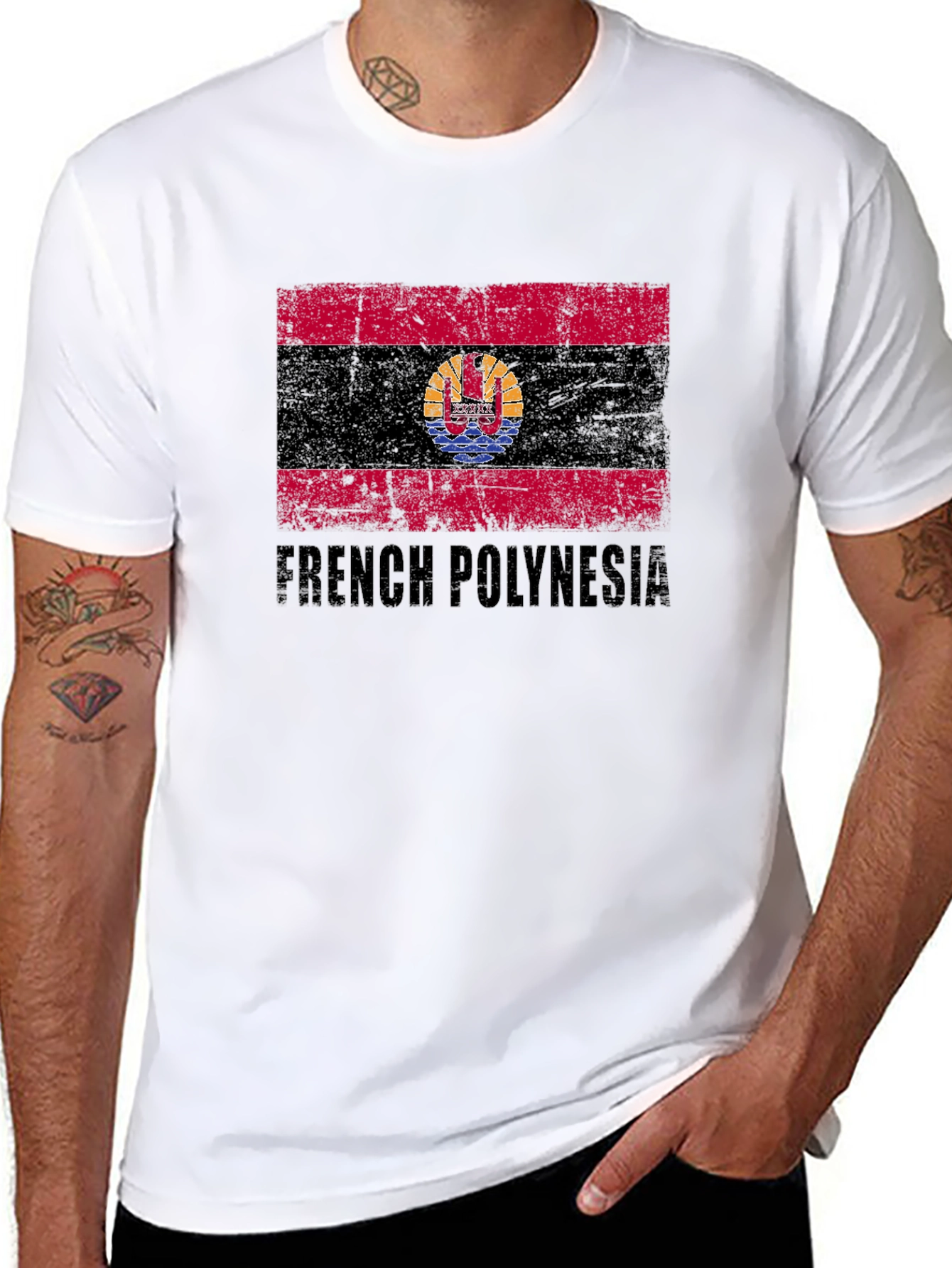 French Polynesia Flag Black T-Shirt