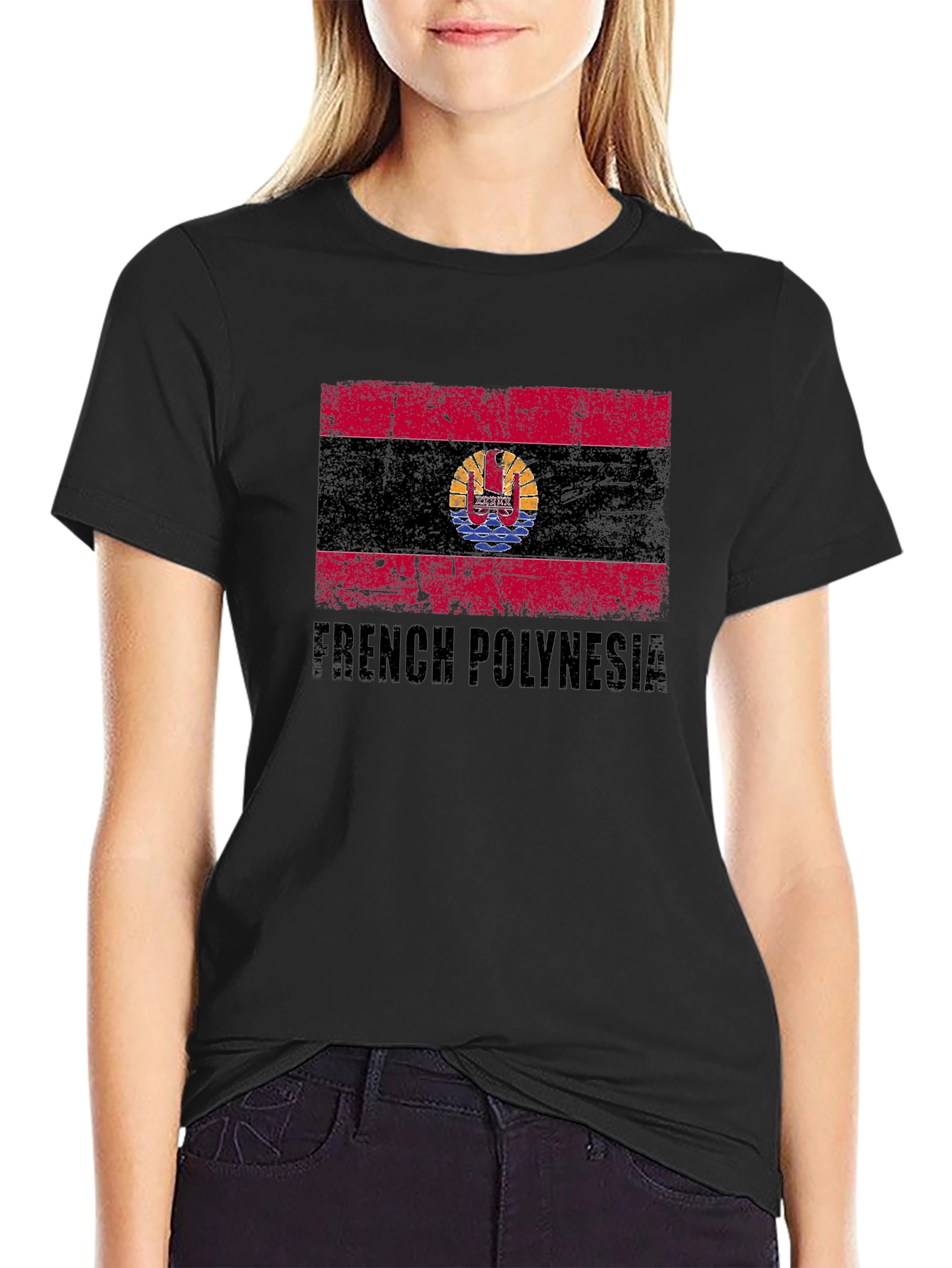 French Polynesia Flag Black T-Shirt